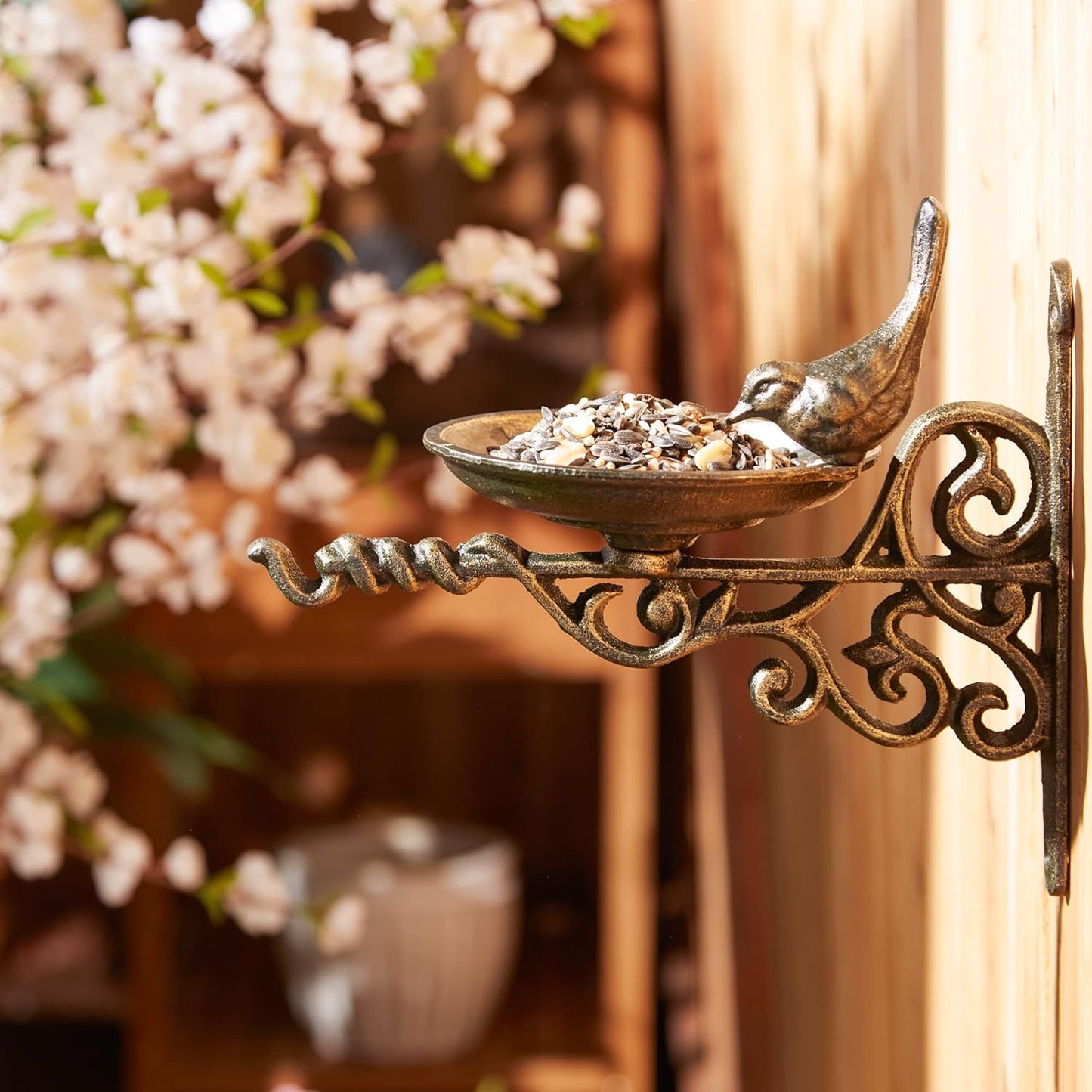 DII Cast Iron Collection Wall Mounted Birdfeeder, Ornate, 11.2x6x9.9