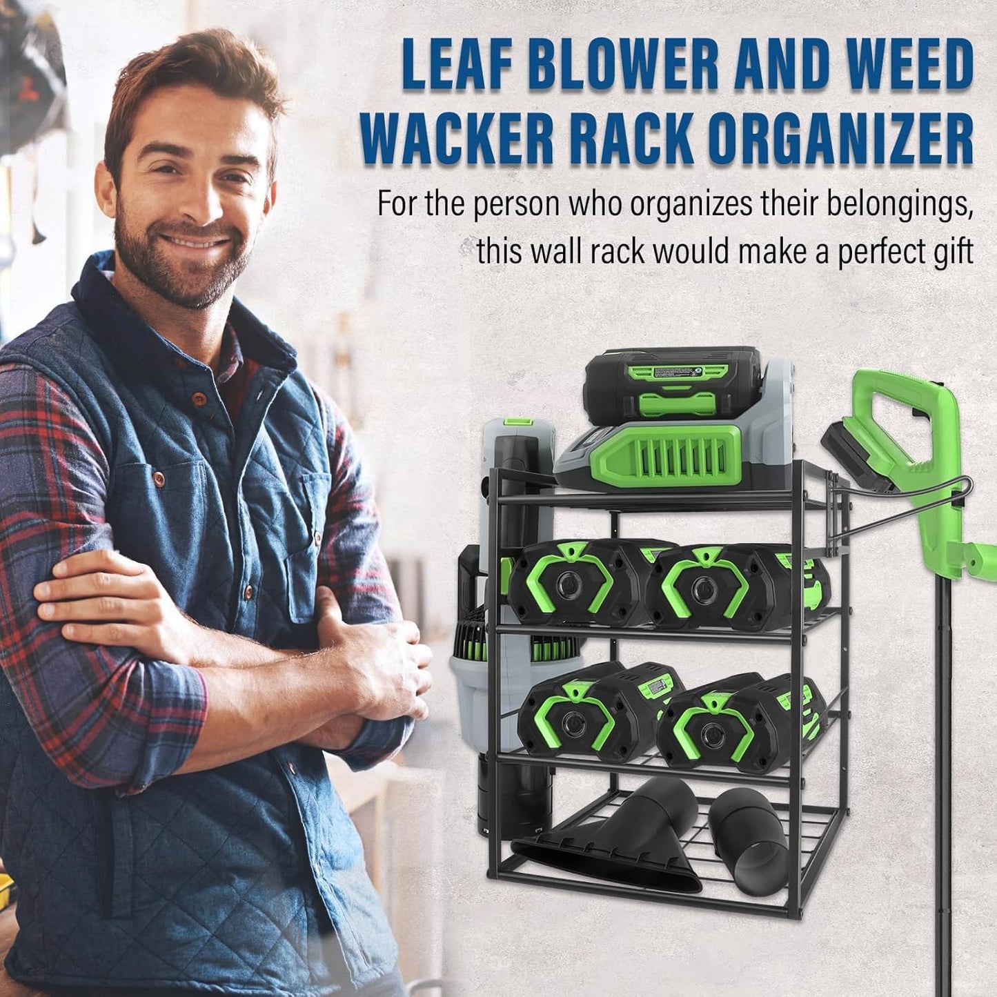 Power Tool Organizer Wall Mount - Lawn Weed Eater Rack Hanger Power Tool Heavy Duty Holder for Ego Leaf Blower and Weed Eater, 2-in-1, Only Shelf
