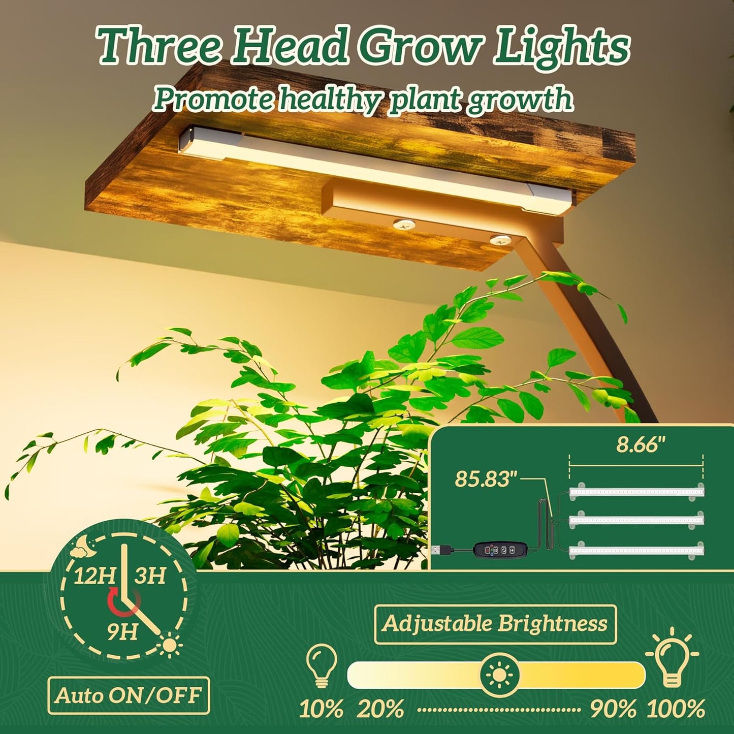 Plant Stand Indoor with Grow Lights, 8 Tiered Metal Plant Shelf with Wheels, 58" Tall Corner Plant Stand Flower Display Rack Holder for Living Room, Patio