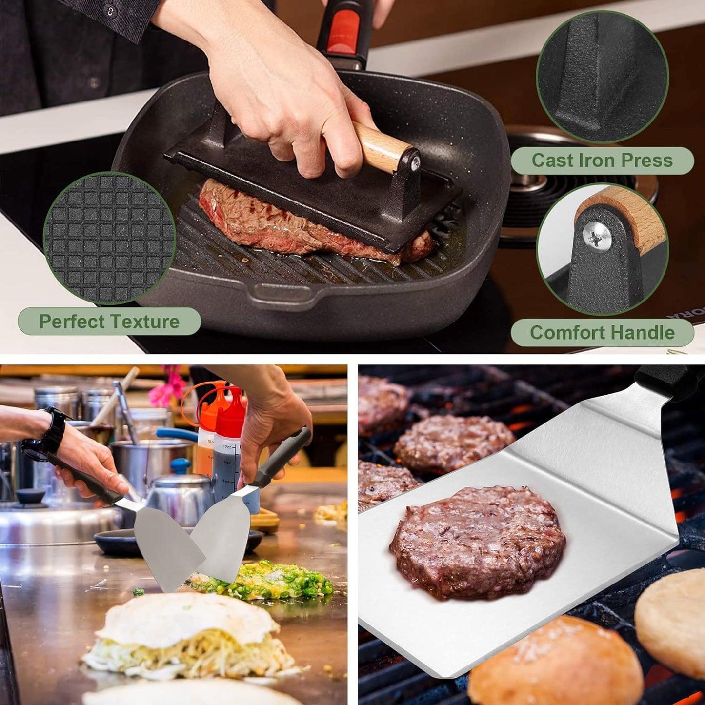 18PCS Griddle Accessories Kit, Flat Top Grill Accessories Set for Blac