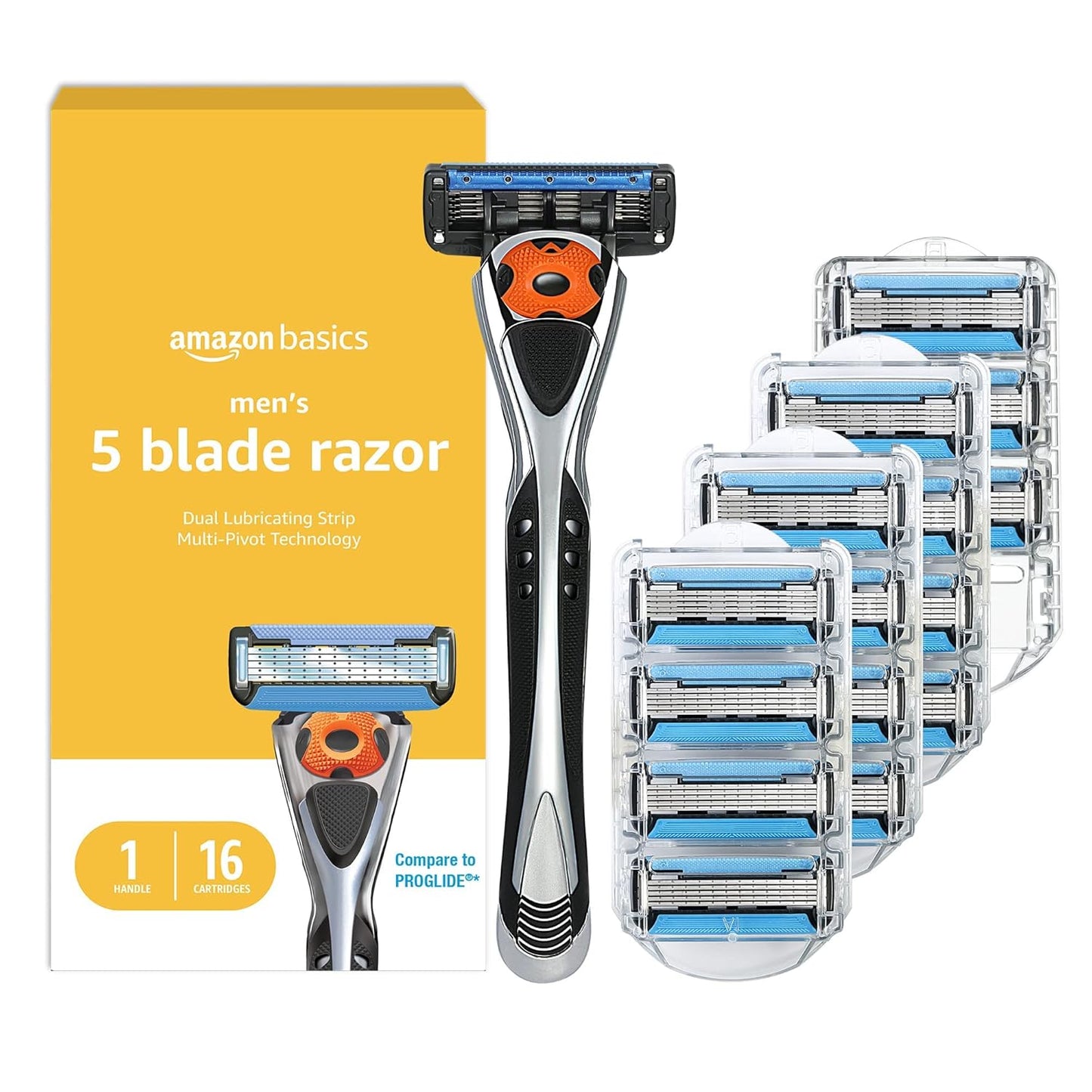 Amazon Basics 5-Blade MotionSphere Men's Razor with Dual Lubrication a