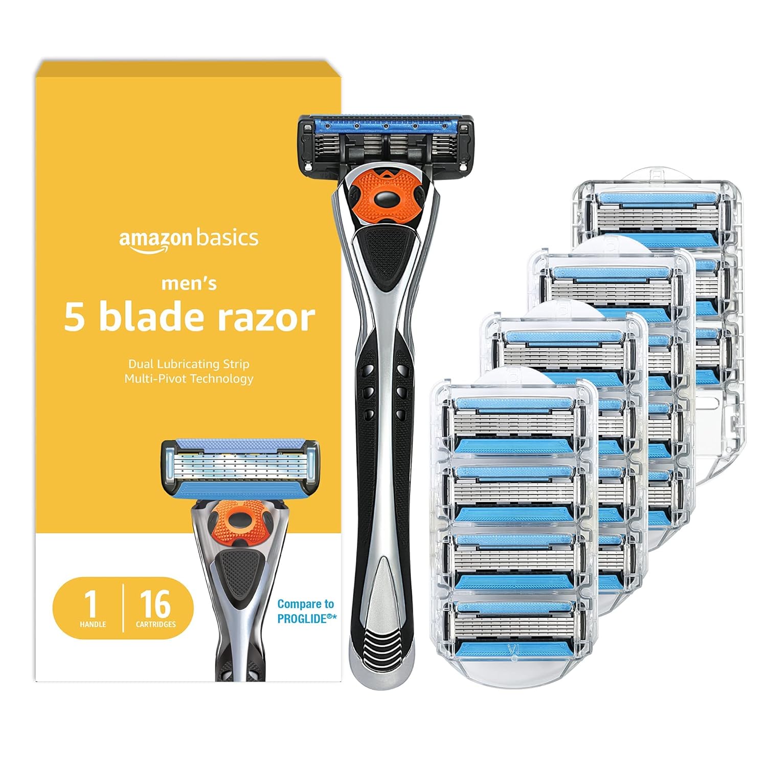 Amazon Basics 5-Blade MotionSphere Men's Razor with Dual Lubrication a