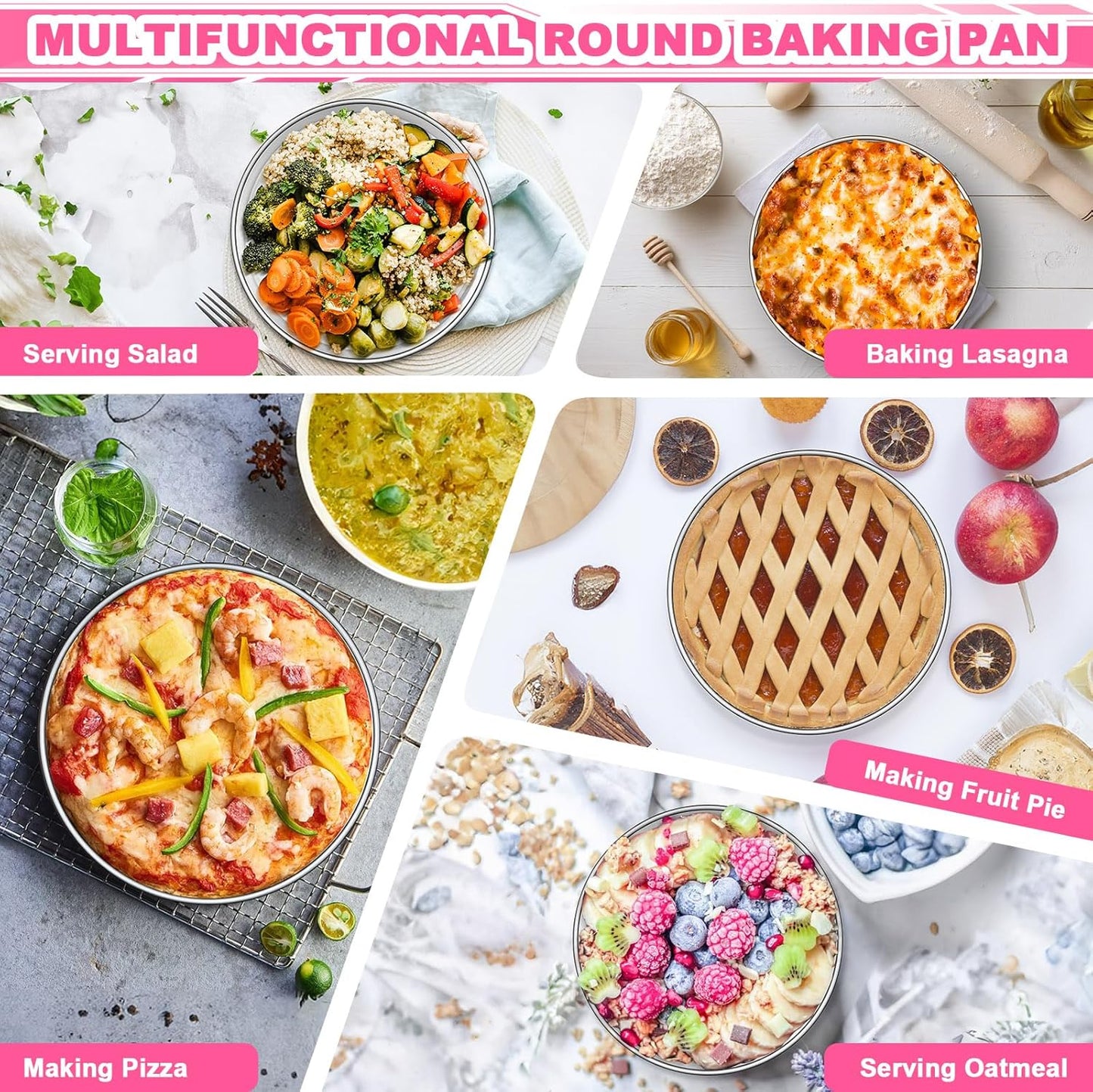 EWFEN 8 Inch Cake Pan Set of 2, Stainless Steel Round Layer Cake Baking Pans Tins, Non-Toxic & Healthy, Leak-proof & Easy Clean & Dishwasher Safe