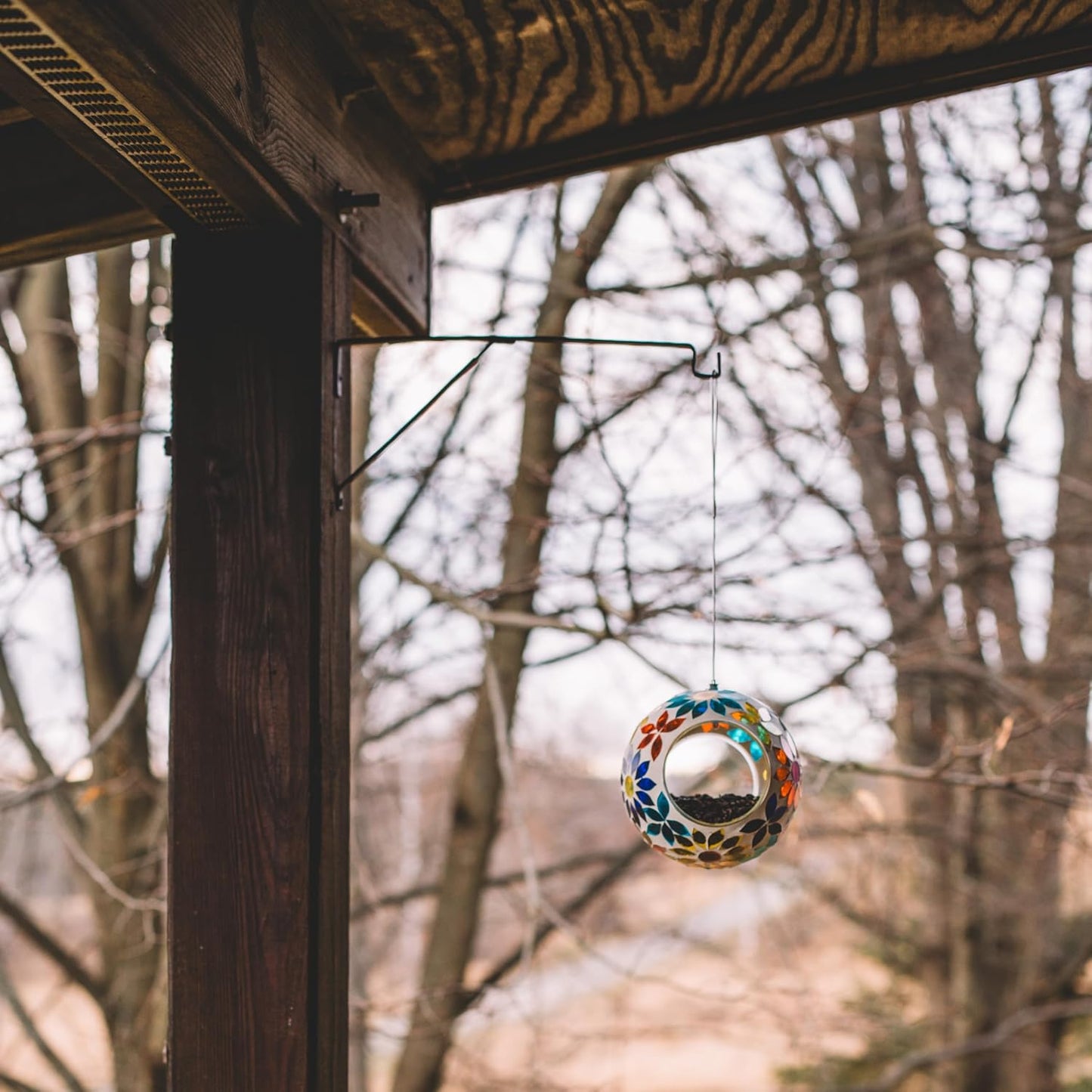 Backyard Expressions Hanging Glass Bird Feeder - Multicolor - Fly Thro