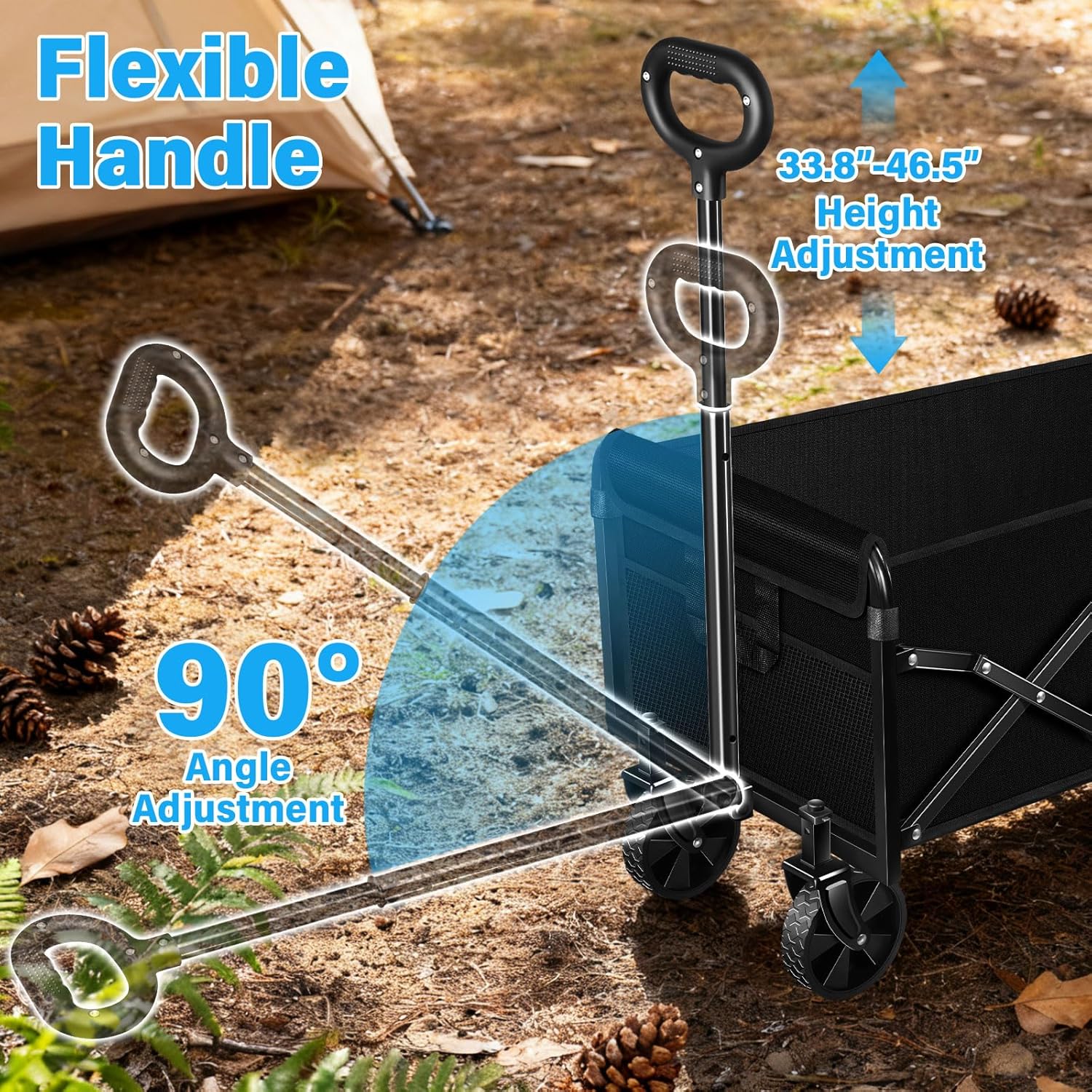Wagons Carts Foldable, Collapsible Wagon with Wheels, 360LBS Folding G