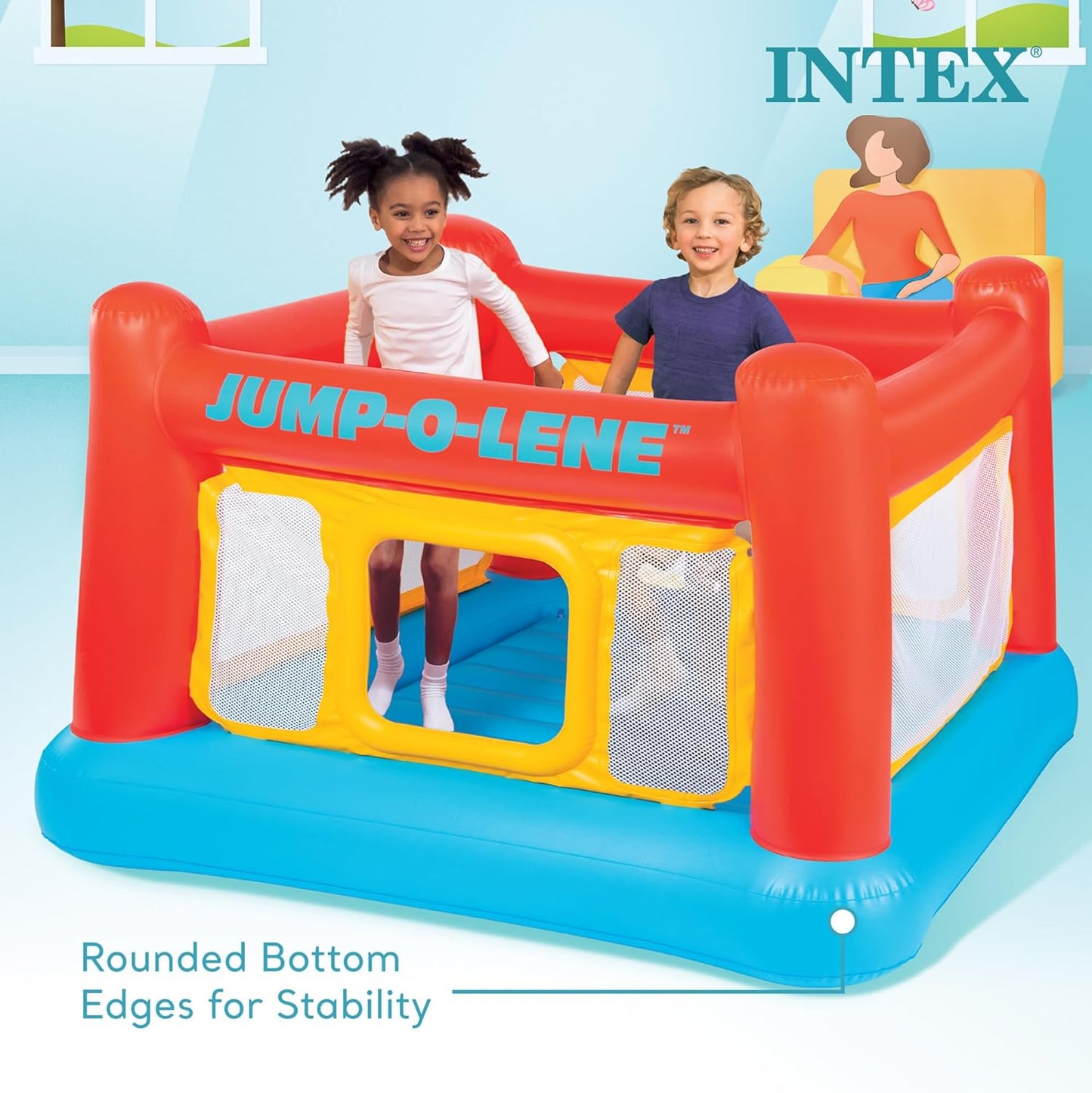 Intex Inflatable Jump-O-Lene Trampoline Bounce House with Crawl-Thru D