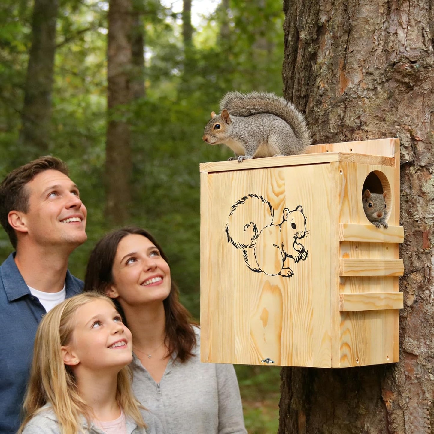 Squirrel House for Outside, Nesting Box with Predator Guard, Weatherpr