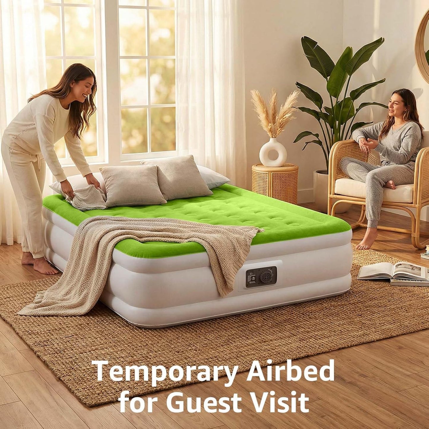 YENING Full Size Air Mattress with Built in Pump Raised Double Blow up Bed Inflatable Camping Airbed Electric 18 Inch Tall