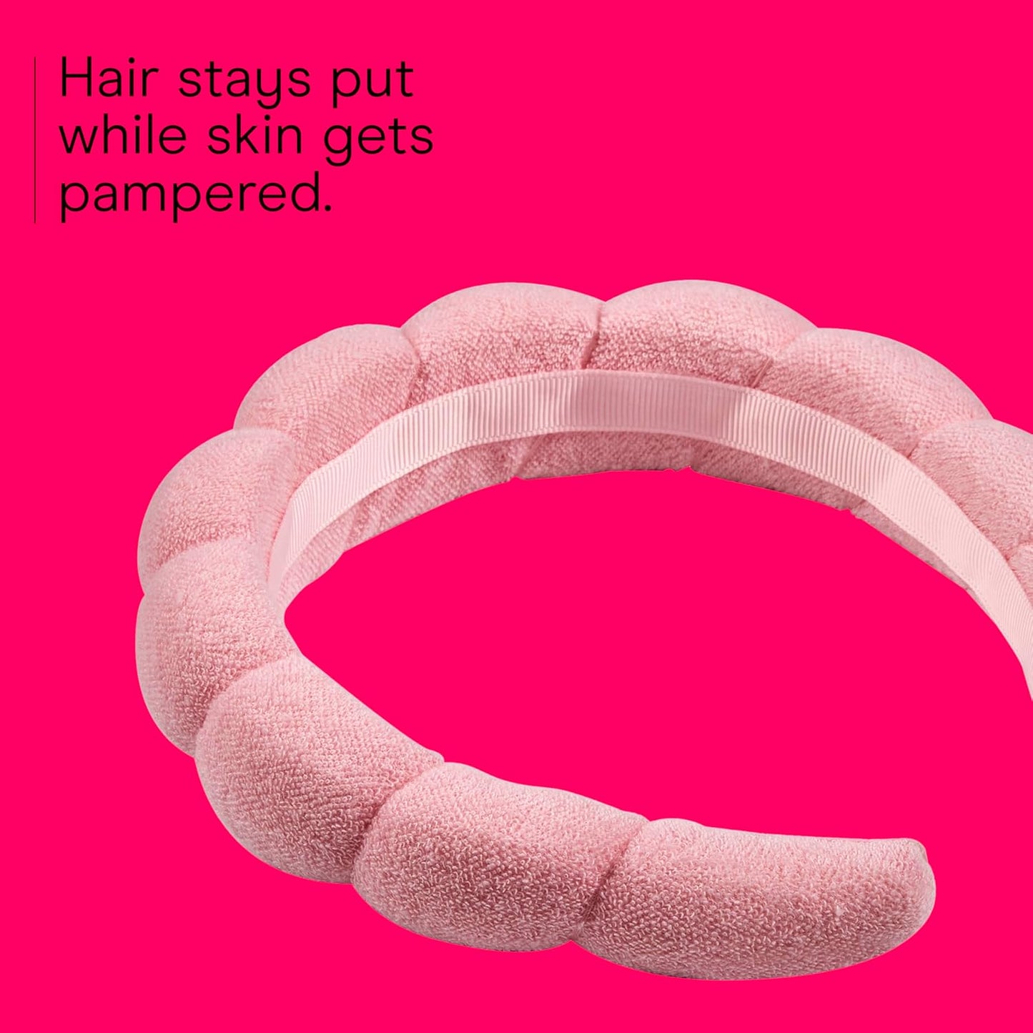 Conair Spa Makeup and Face Washing Headband, Pink Bubble Design, 1 Cou