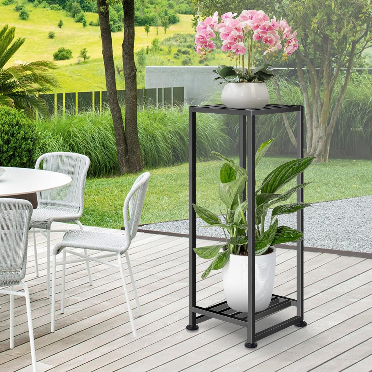 Plant Stand Indoor Outdoor, Wrought Iron Plant Stands 2 Tier Heavy Dut