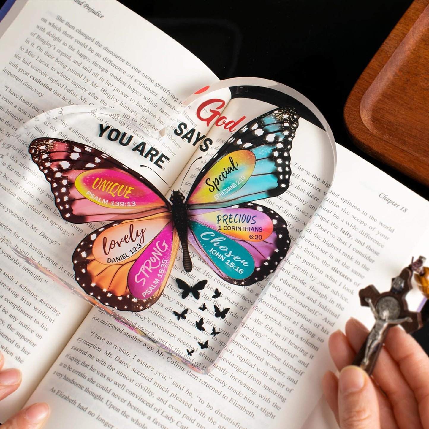 Christian Gifts for Women Birthday, Butterfly Inspirational Gifts for Women Friends, Mom, Sister, Coworker, Catholic Female, Religious Spiritual Gift, Home Christian Decor Sign
