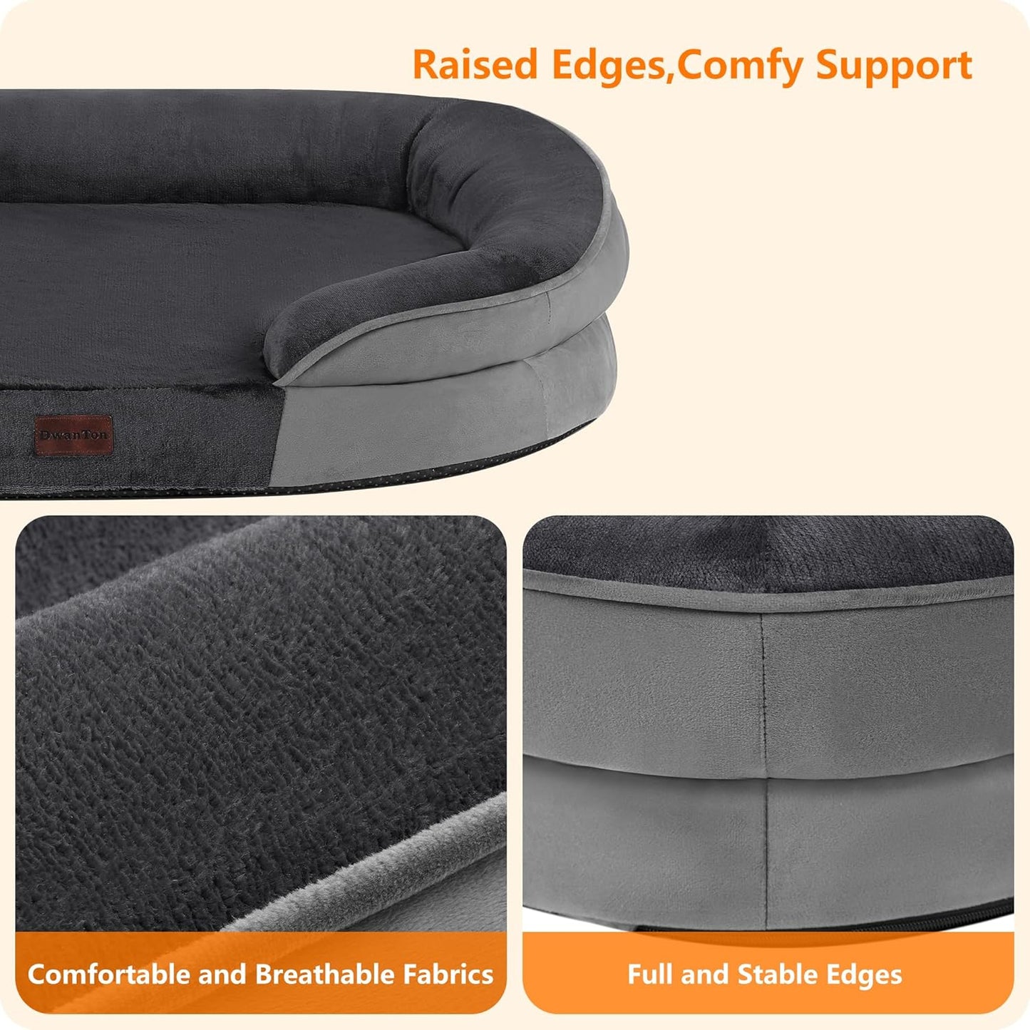 Dwanton Orthopedic Dog Bed for Large Dogs with Gel Memory Foam, Waterp