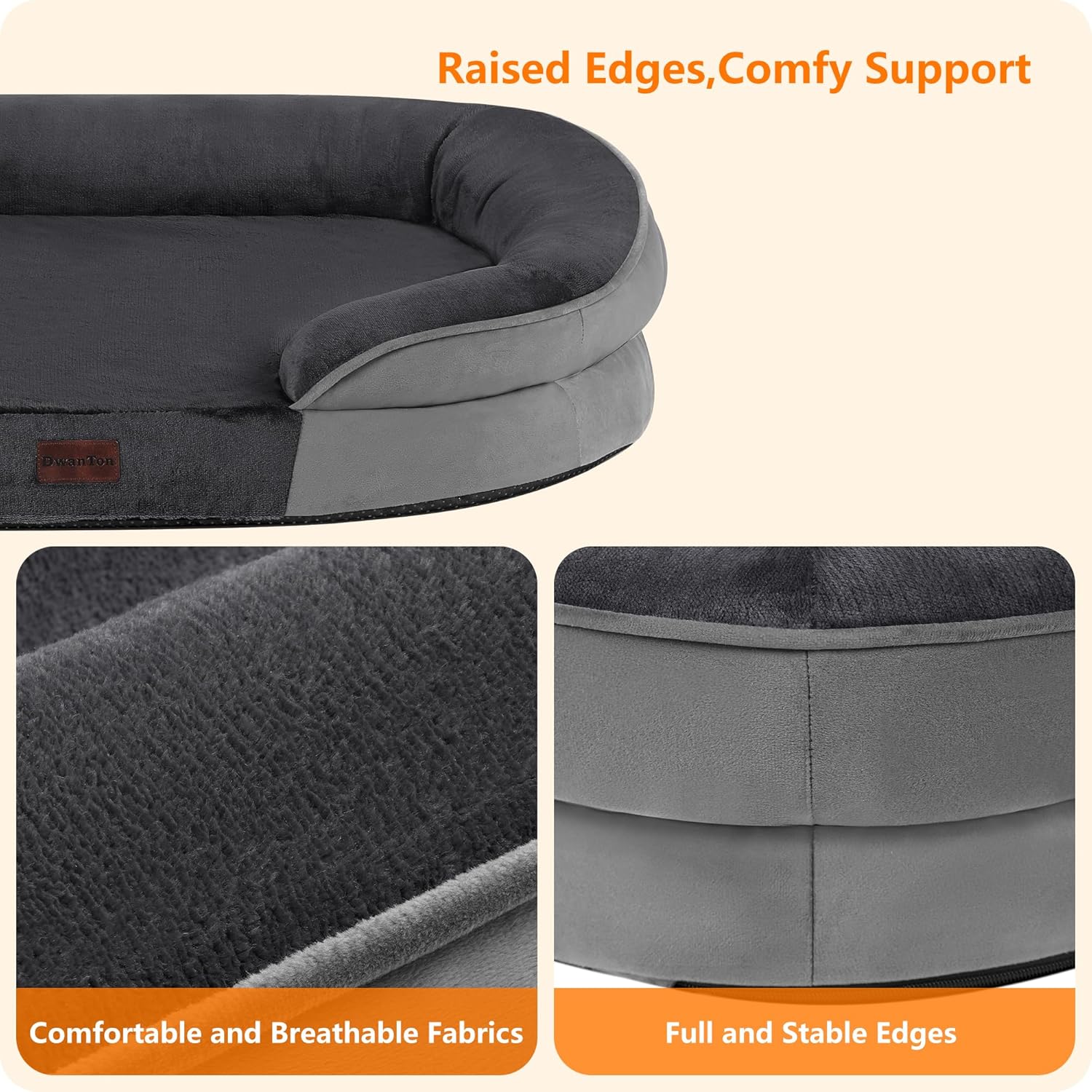 Dwanton Orthopedic Dog Bed for Large Dogs with Gel Memory Foam, Waterp