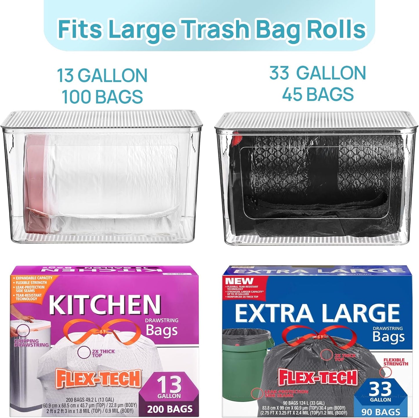 Vtopmart 2 Pack Trash Bag Holder, Stackable Garbage Bag Dispenser for 