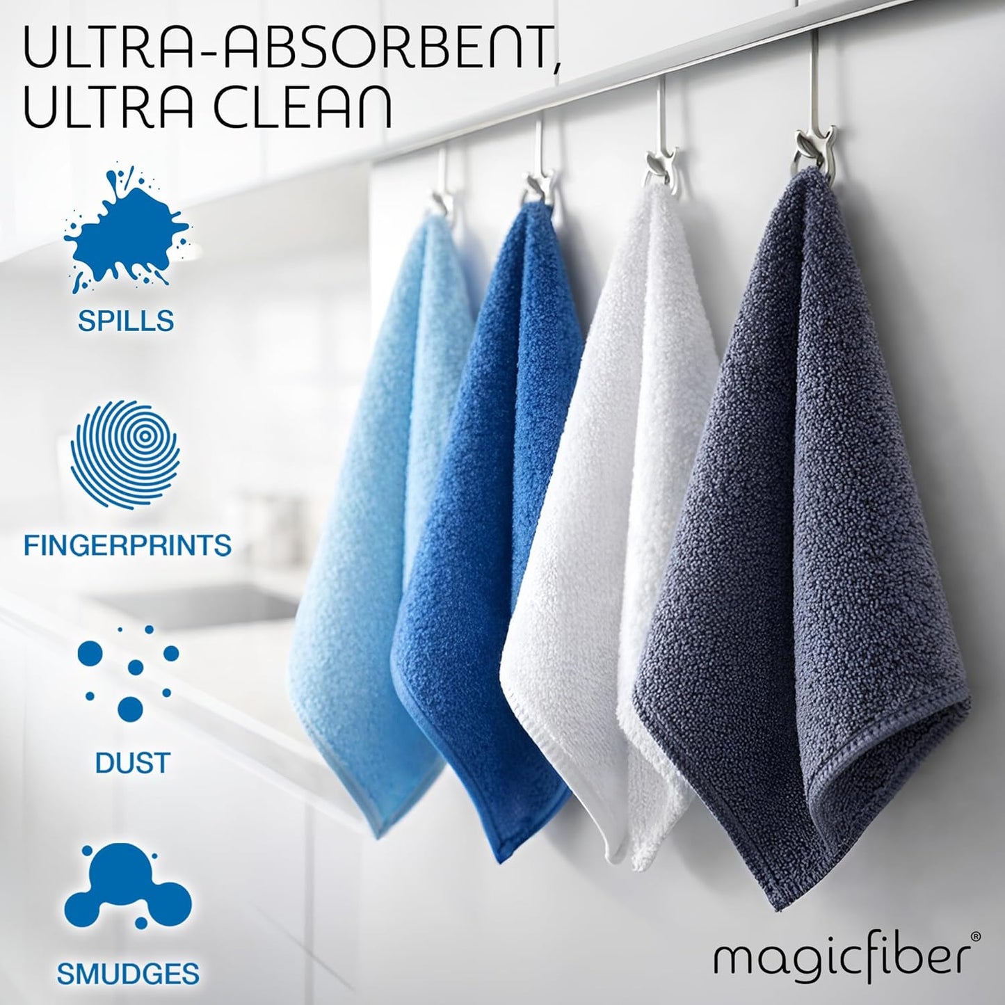 MagicFiber Microfiber Cleaning Cloth - Higher Quality, Larger Size - Micro Fiber Cloth for Cleaning Rags, Dust Cloths, Kitchen Dish Towels (12 Pack, 13”x11”)