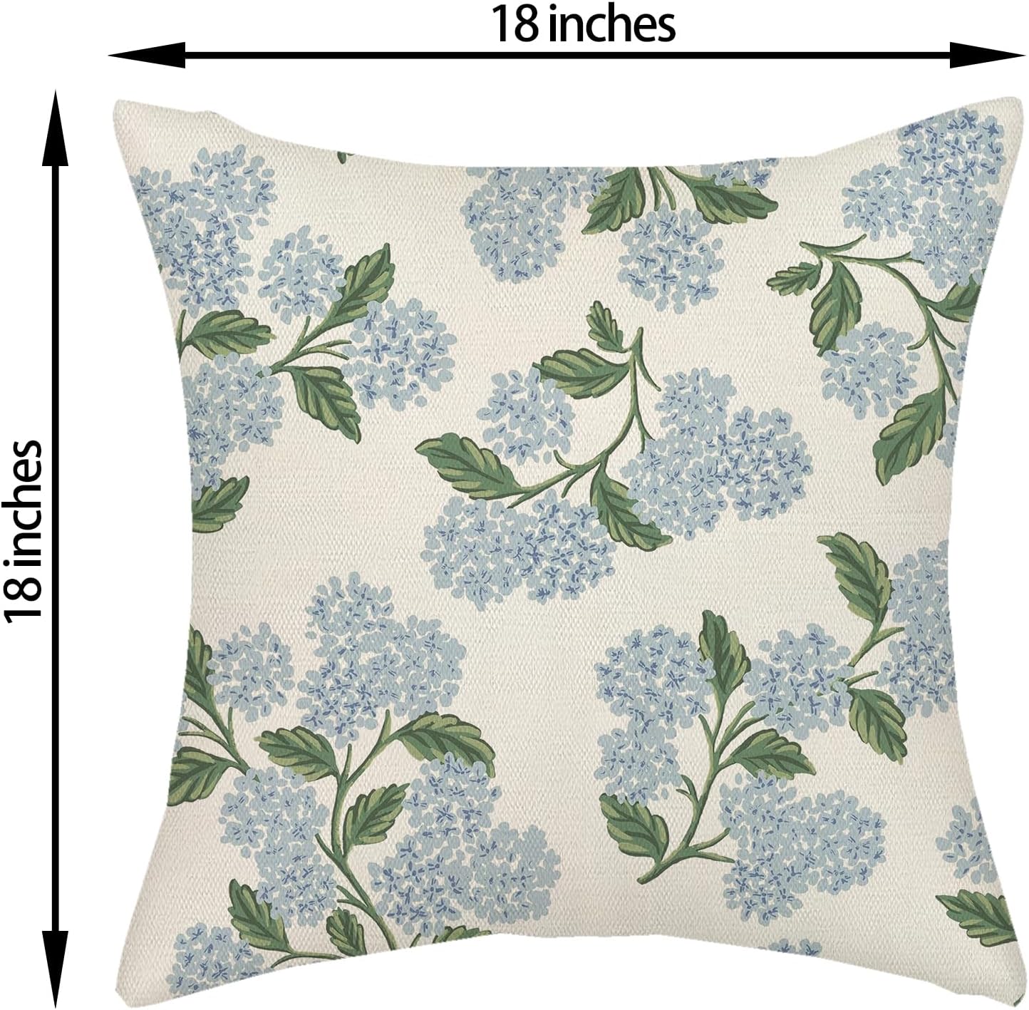 Spring Pillow Covers 18x18 Inch 2 Pcs Blue Green Hydrangea Flower Deco