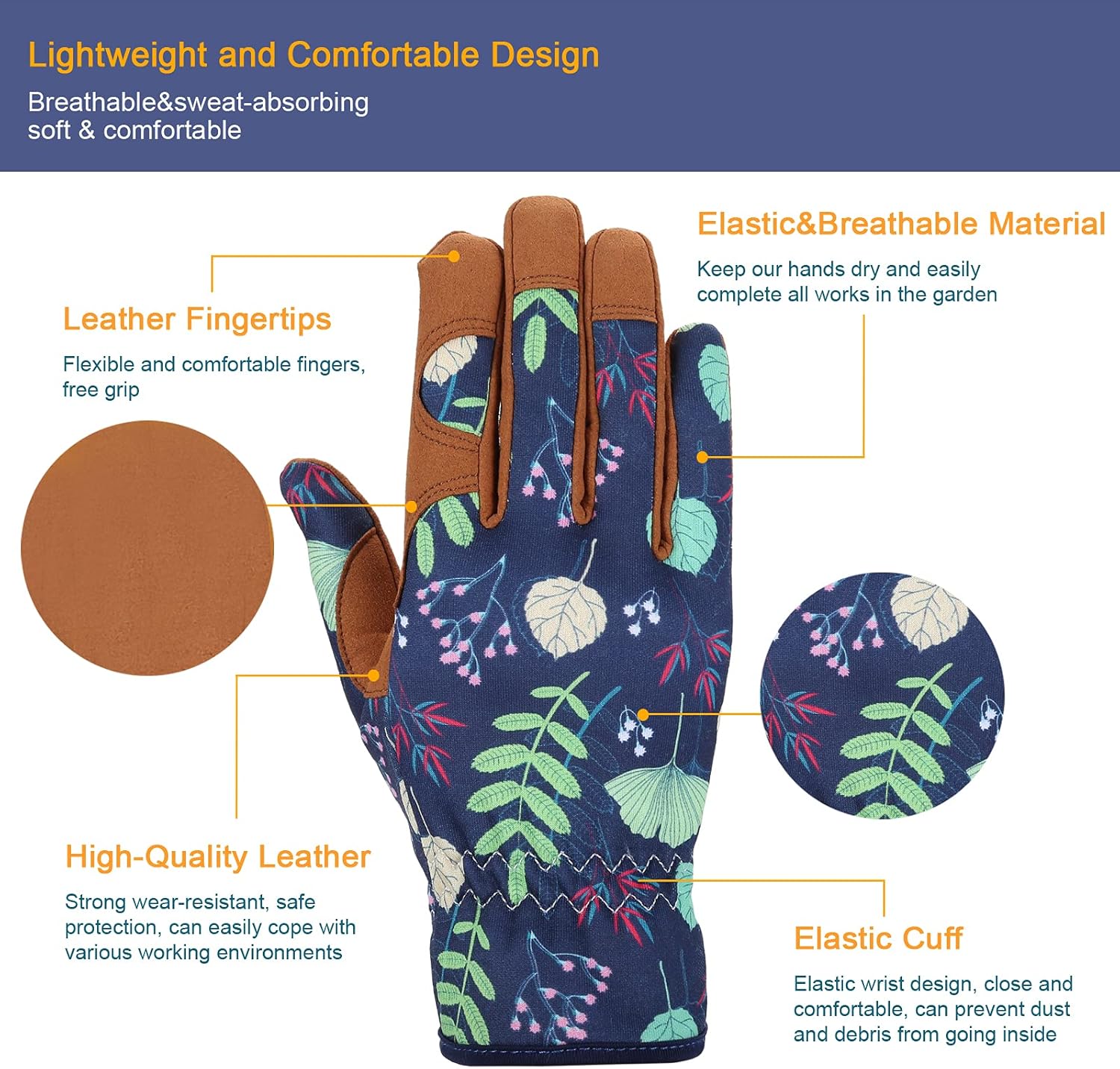 Bamllum Leather Gardening Gloves for Women - Working Gloves for Weedin