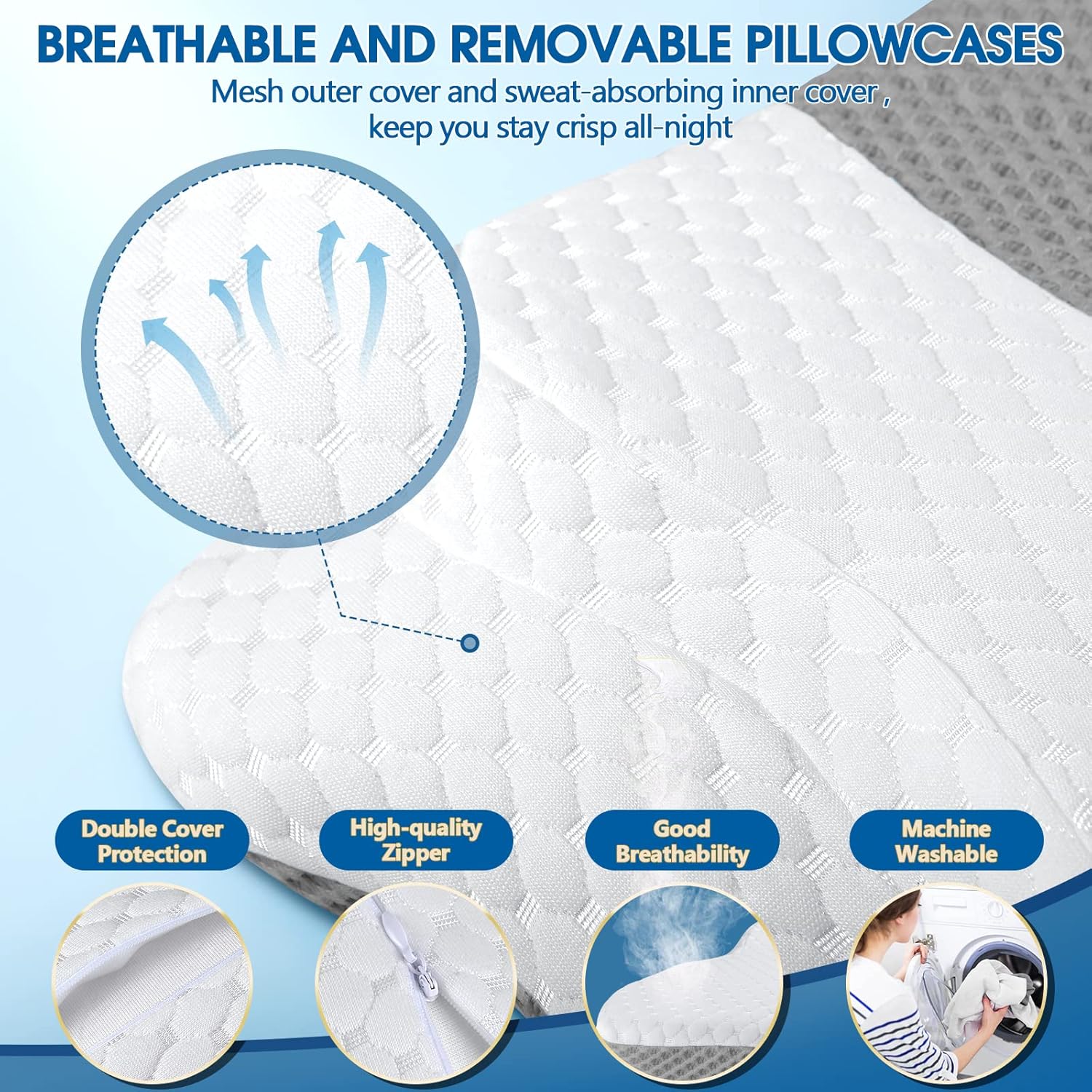 Memory Foam Pillows, Cervical Pillow for Neck and Shoulder Pain Relief