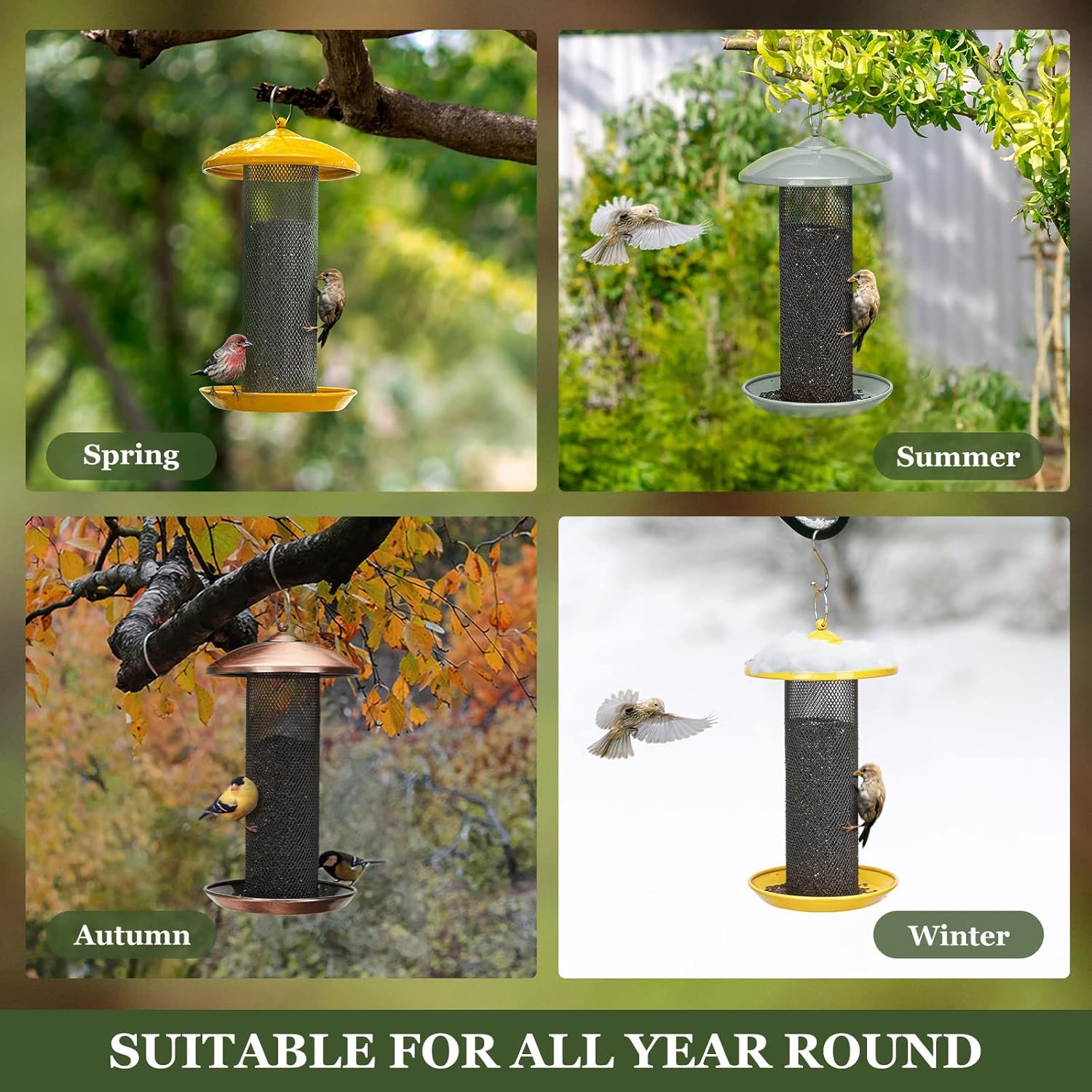 Kingsyard Finch Feeders for Outdoors Hanging, Metal Mesh Tube Bird Fee