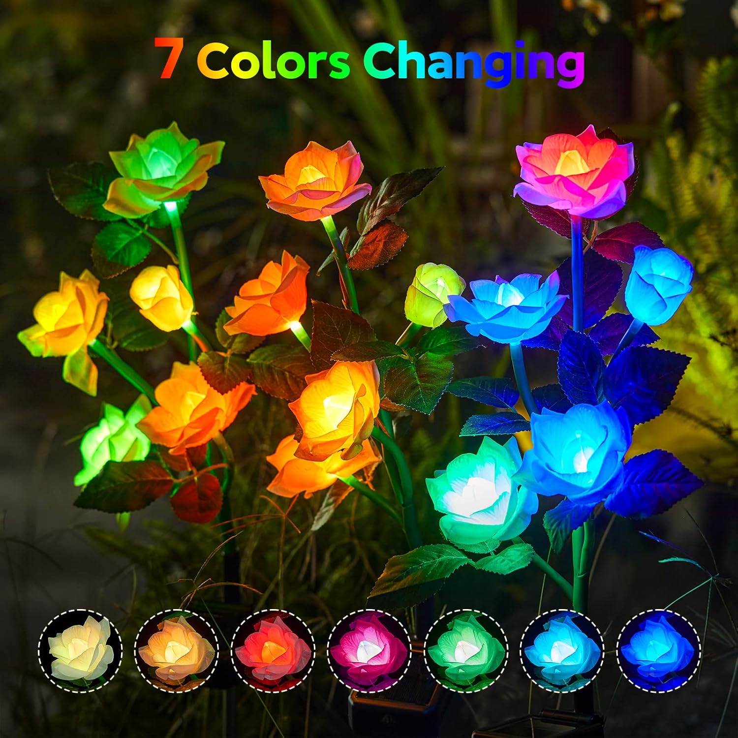 RECHOO Solar Garden Lights Outdoor Decorative, 3 Pack Solar Flower Lig