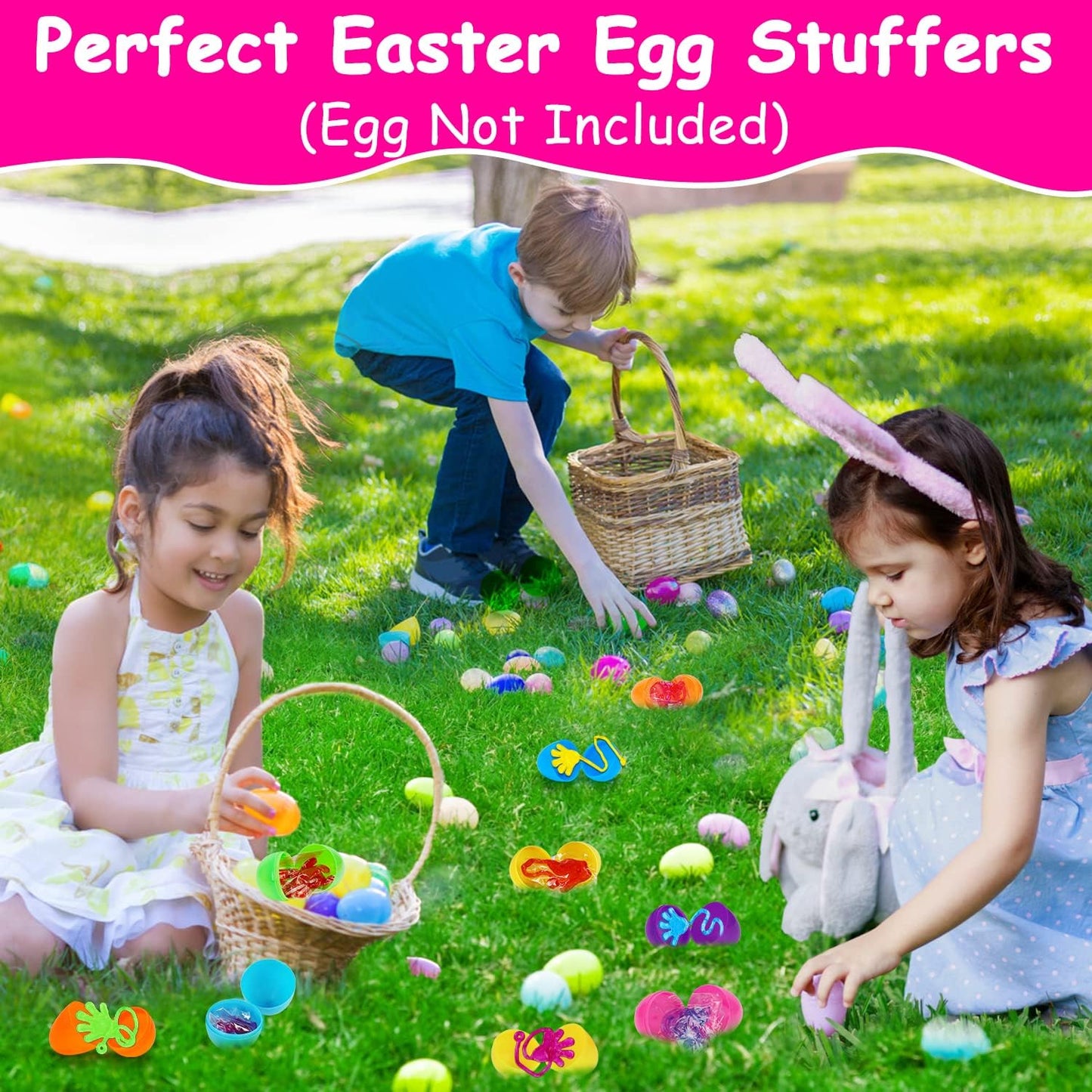 100PCS Glitter Sticky Hands Party Favors for Kids 4-8 8-12 Birthday Supplies Easter Egg Fillers Goodie Bag Stuffers Classroom Treasure Box Toys Carnival Prizes Mini Bulk Treat Trinkets Pinata Stuff