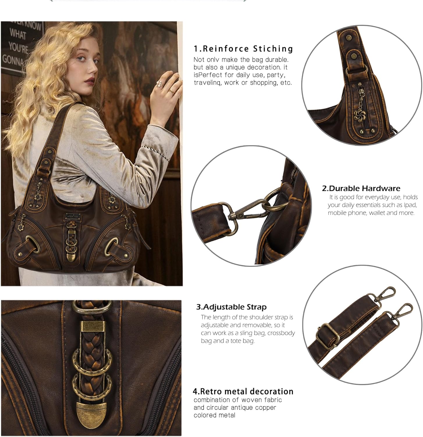 Angelkiss Hobo Purses and handbags for Women Satchel Handbag Women Pur