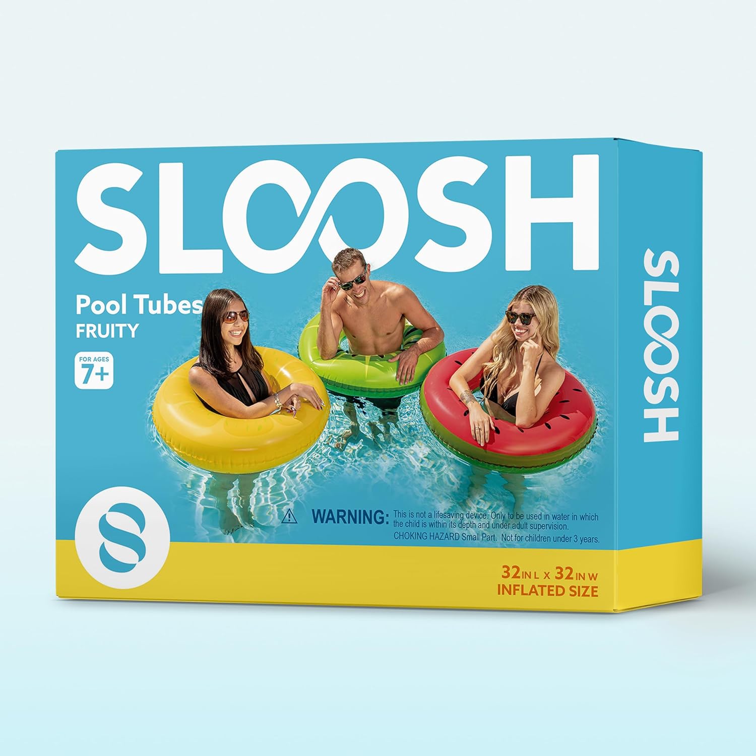 JOYIN Inflatable Swim Tube Raft (3 pack) with Summer Fruits Painting, 