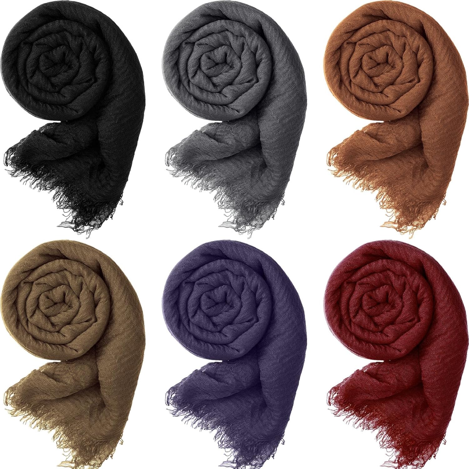Geyoga 6 Pcs Women Scarf Shawl Hijab Scarves Cotton Crinkle Hijab for 