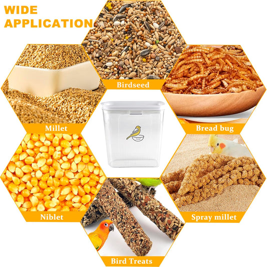 135 oz Pet Food Storage Containers-Airtight Bird Seed Storage Container with Easy Pour Spouts-Irregular Shape Wild Bird Seed Dispenser -BPA-Free Plastic for PetBirds Parakeets Finches Food Storage