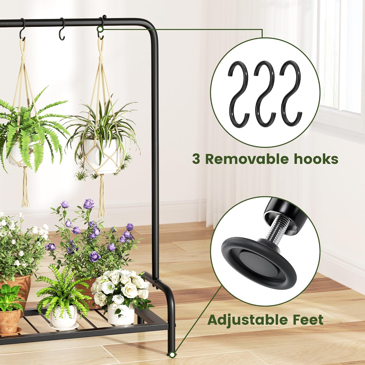 Plant Stand Outdoor Tall 40'' Plant Shelf For Patio Metal Plant Rack F