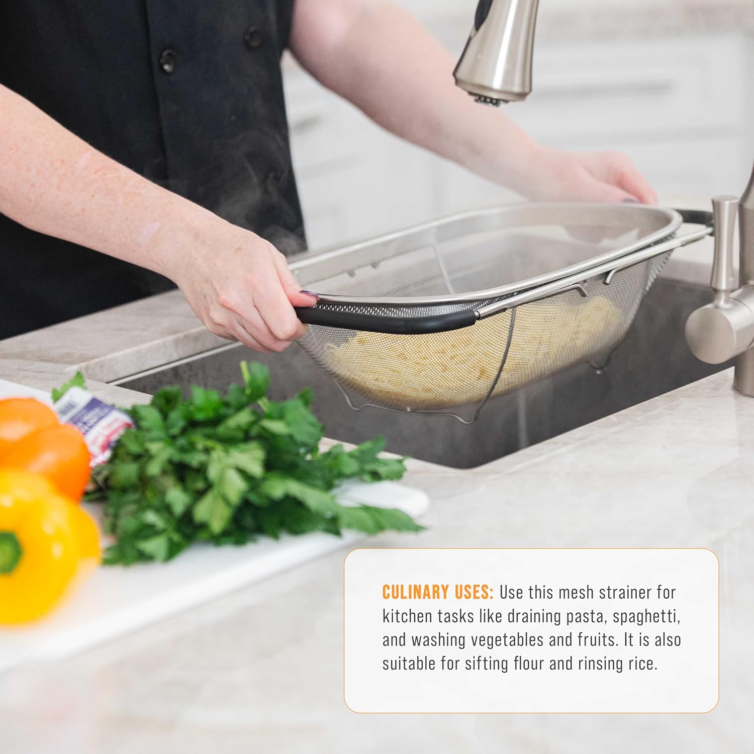 U.S. Kitchen Supply Stainless Steel Colander Strainer - 6-Quart Collap