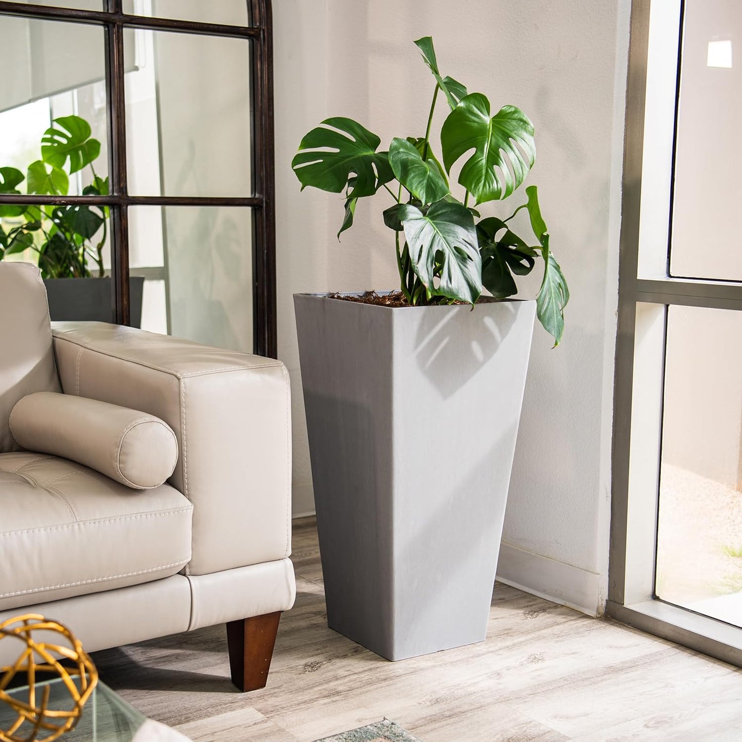 XBrand Modern 28-Inch Square Planter, Modern Tapered Perfect for Indoo
