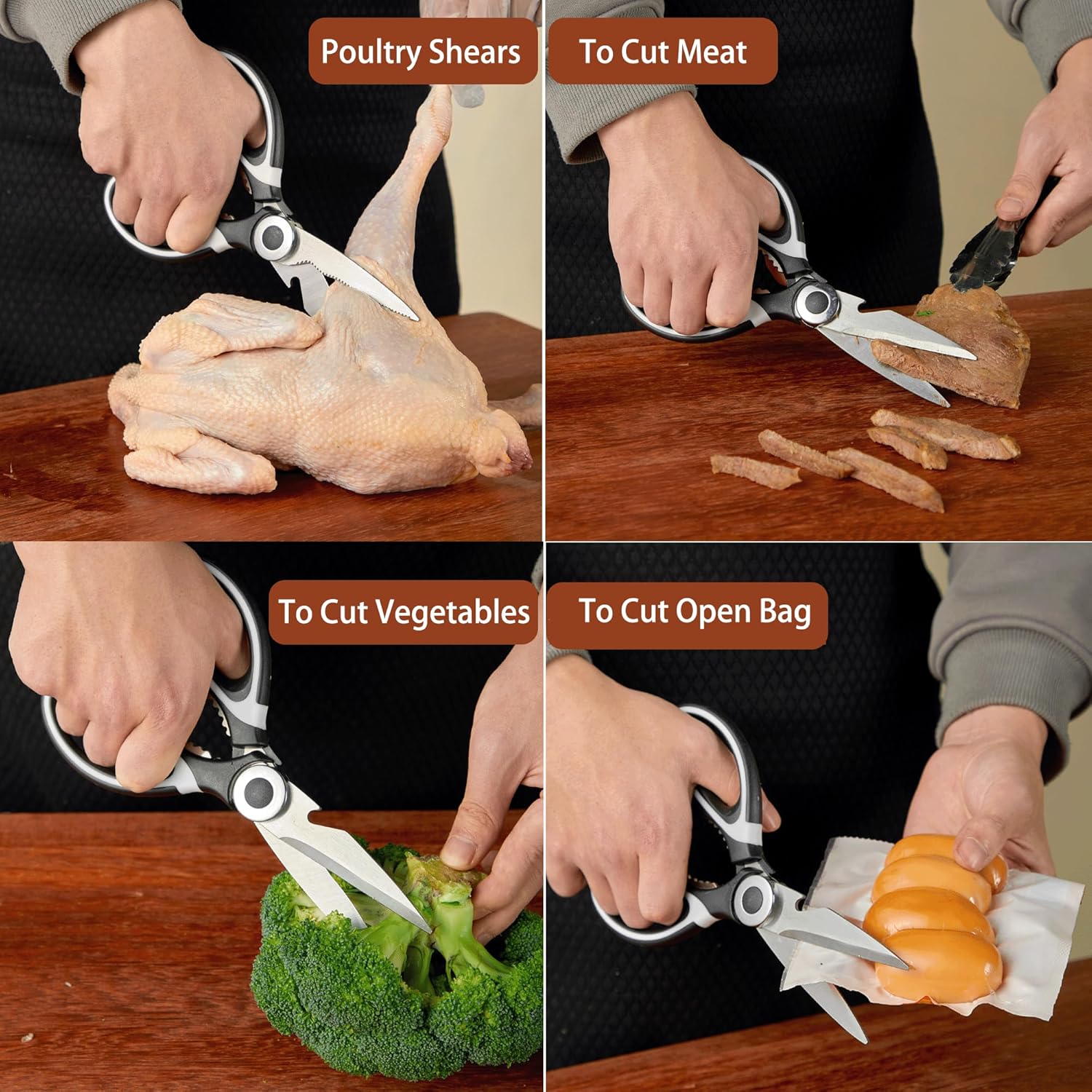 Food Grade Kitchen Scissors All Purpose 3 Pack - Heavy Duty Stainless 