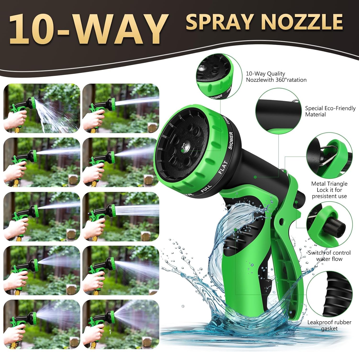 Garden Hose 100 ft Water Hose Flexible Heavy Duty Outdoor Lightweight 