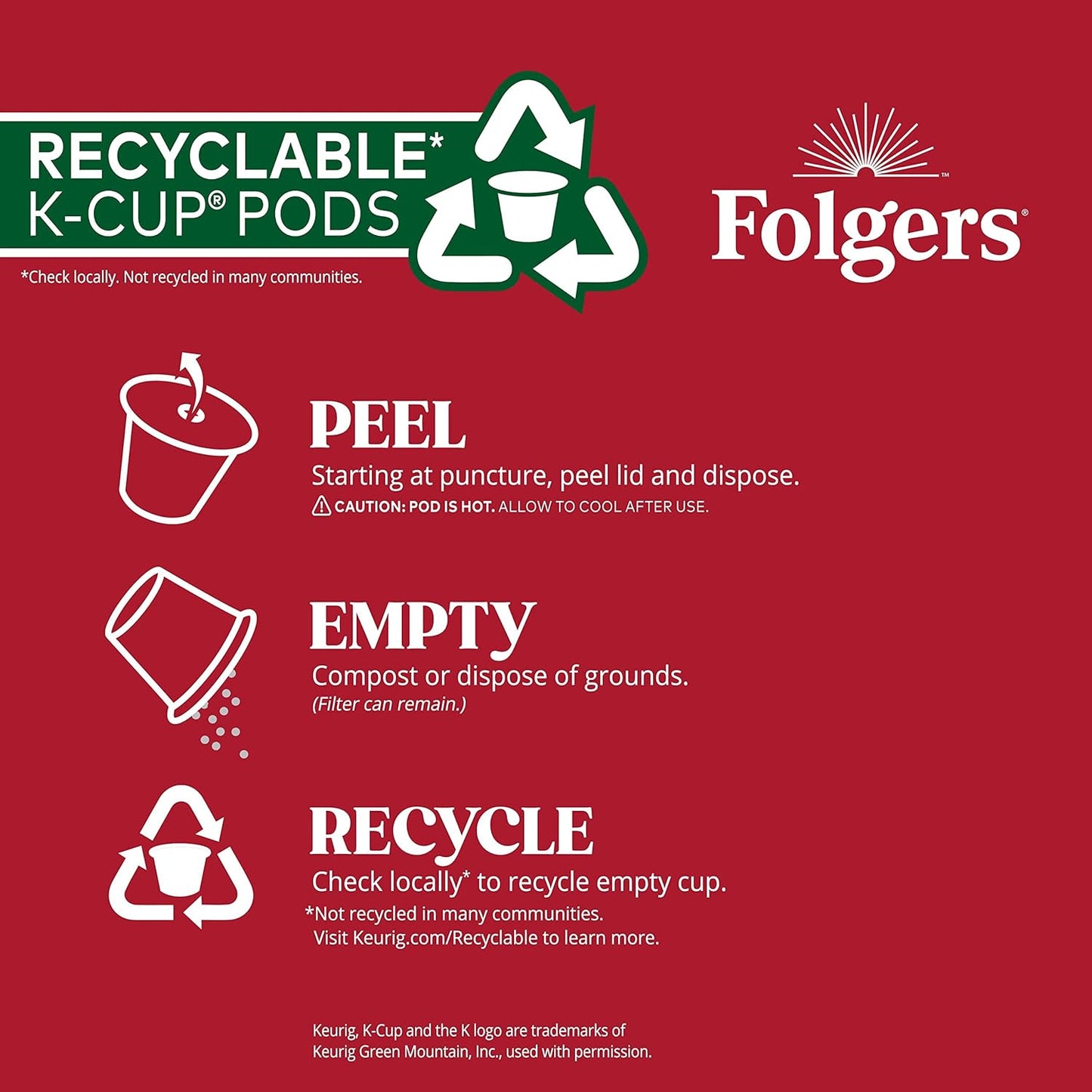 Folgers Buttery Caramel Artificially Flavored Coffee, Keurig K-Cup Pods, 10 Count Box (Pack of 6)