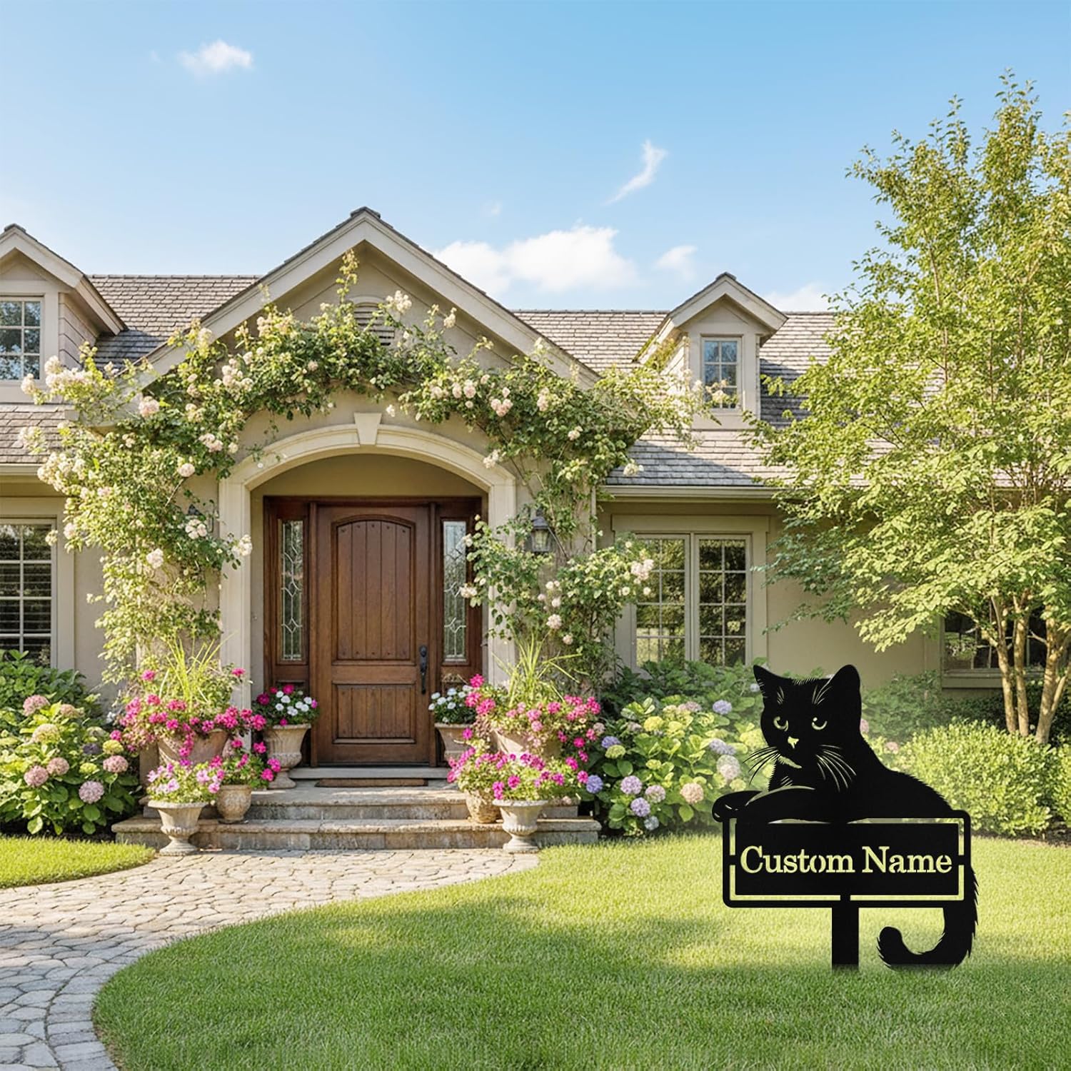 Custom Metal Cat Garden Signs with Stake, Personalized Garden Signs fo