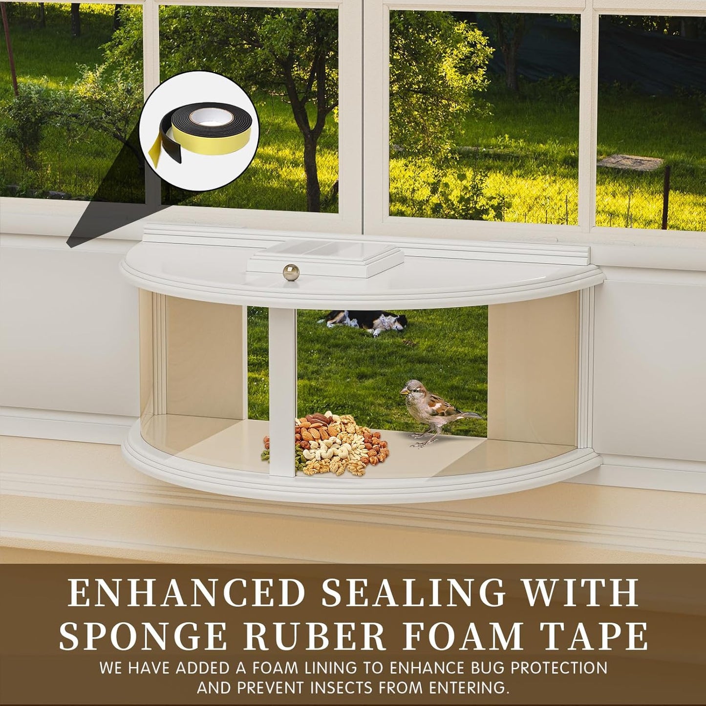 Window Bird Feeder for Viewing, 180° Extra Large Capacity Clear View Window Tray Bird Feeder, Fits Windows 31-41" Wide, Durable, Elegant, Window Bird Feeder Inside House - Best Gifts for Bird Lovers