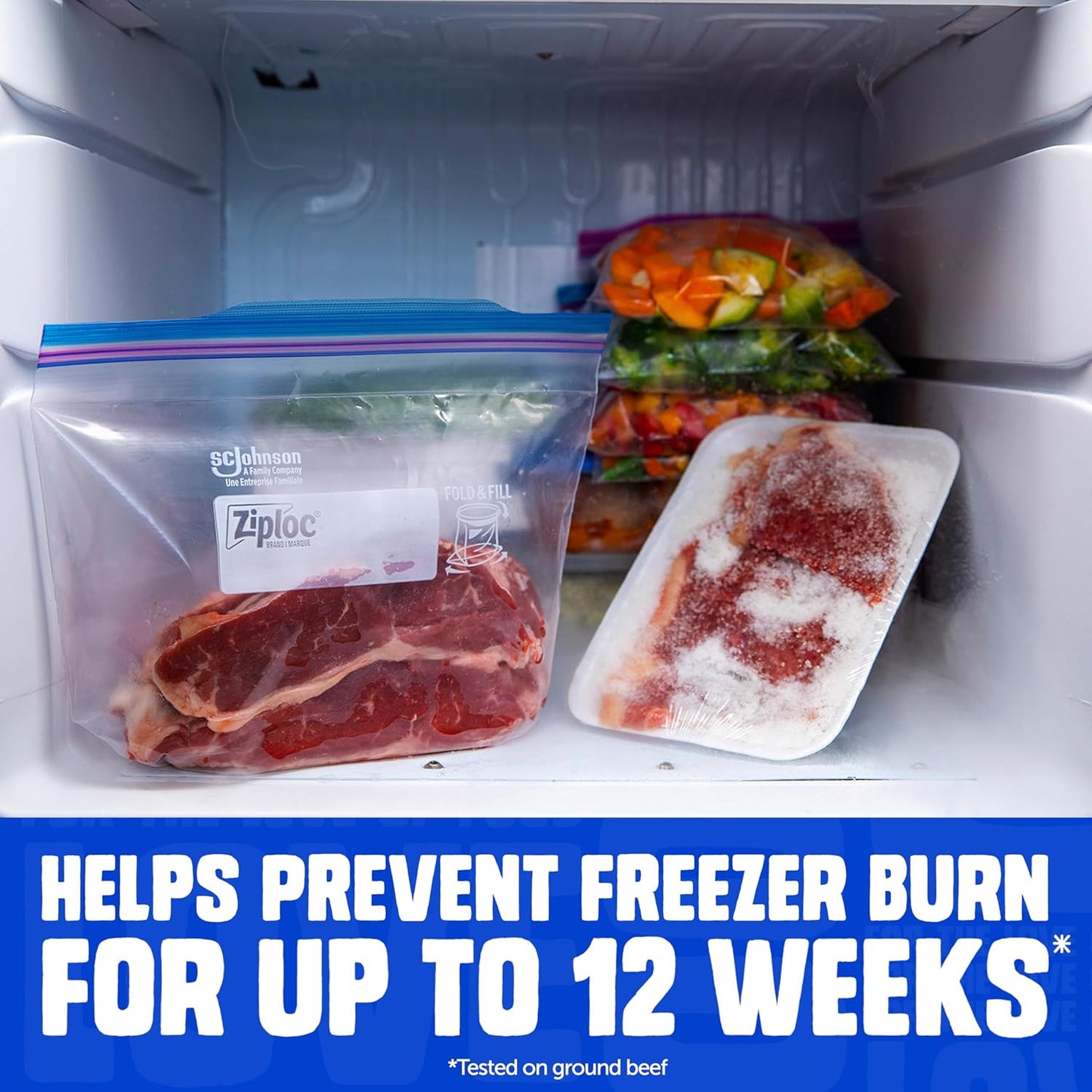 Ziploc Gallon Food Storage Freezer Bags, 132ct Total, Stay Open Design