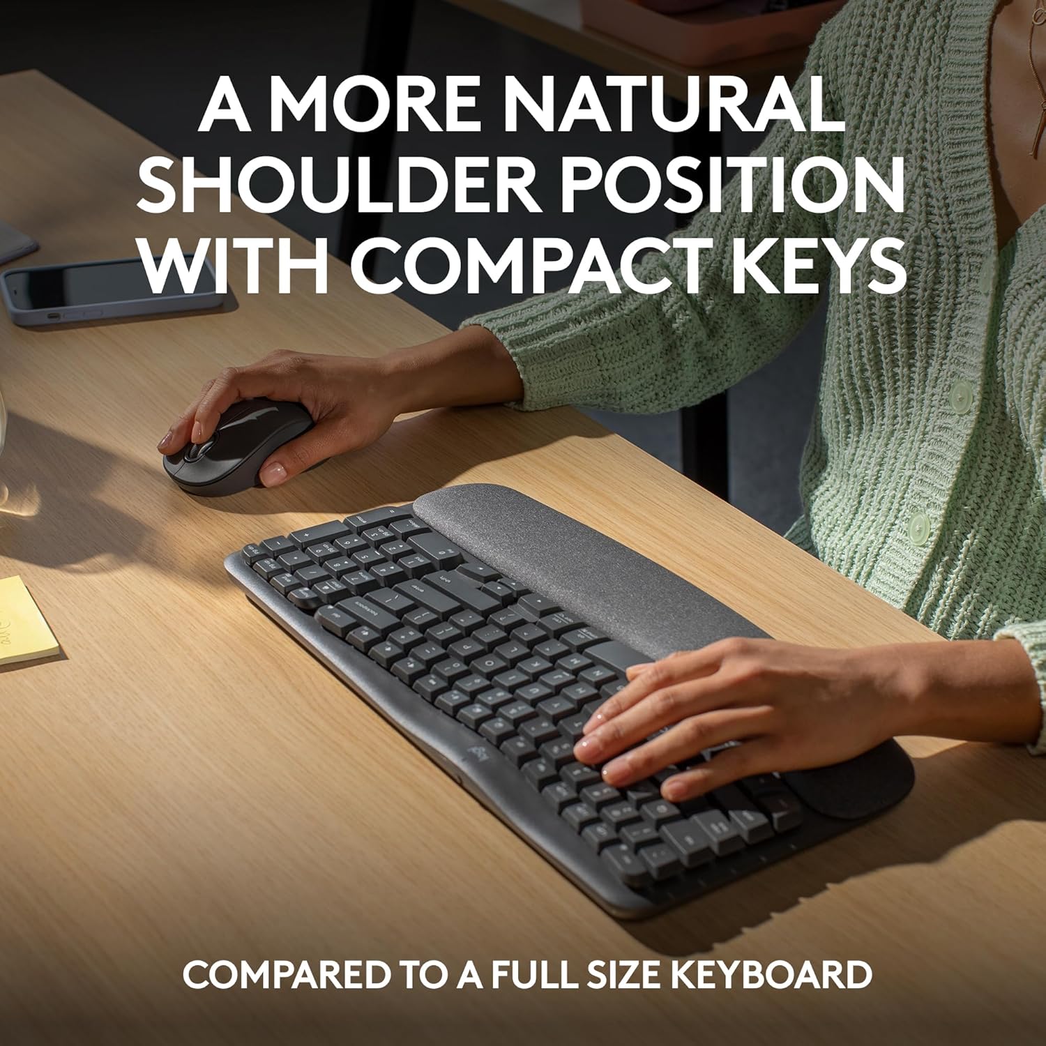 Logitech Wave Keys MK670 Combo, Wireless Ergonomic Keyboard with Signa