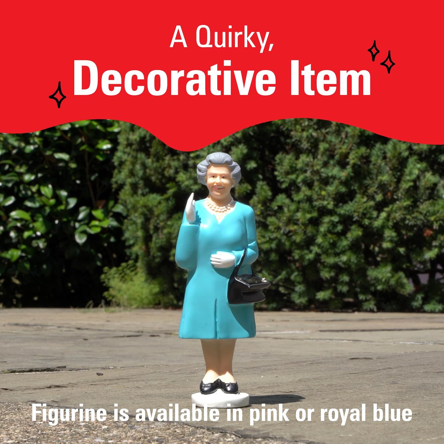 Kikkerland Solar Powered Waving Queen Figurine: Fun Decor for Home & K