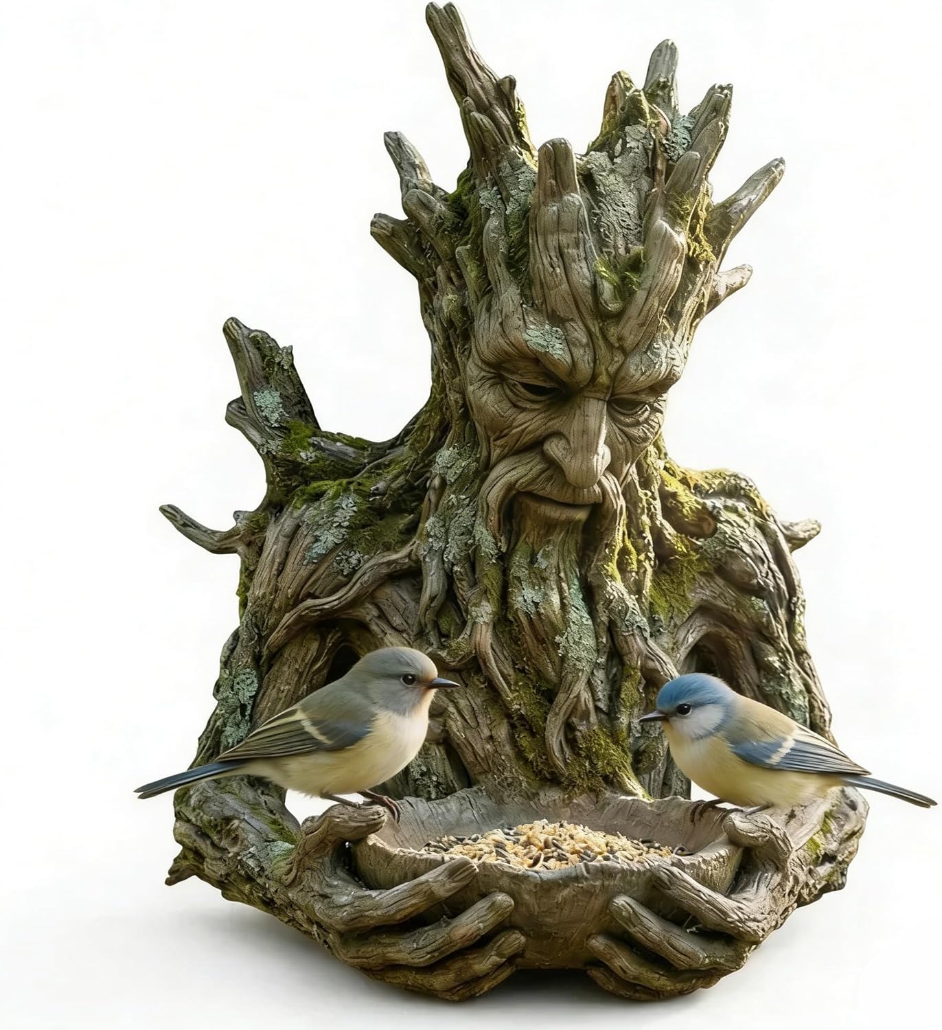 Bird Feeder, Tree Face Bird Feeder Sculpture, Waterproof Resin Tree Mounted Wild Bird Feeder, Outdoor Decorative Bird Feeder for Garden Yard Tree Decor, Funny Novelty Gift for Bird Lovers
