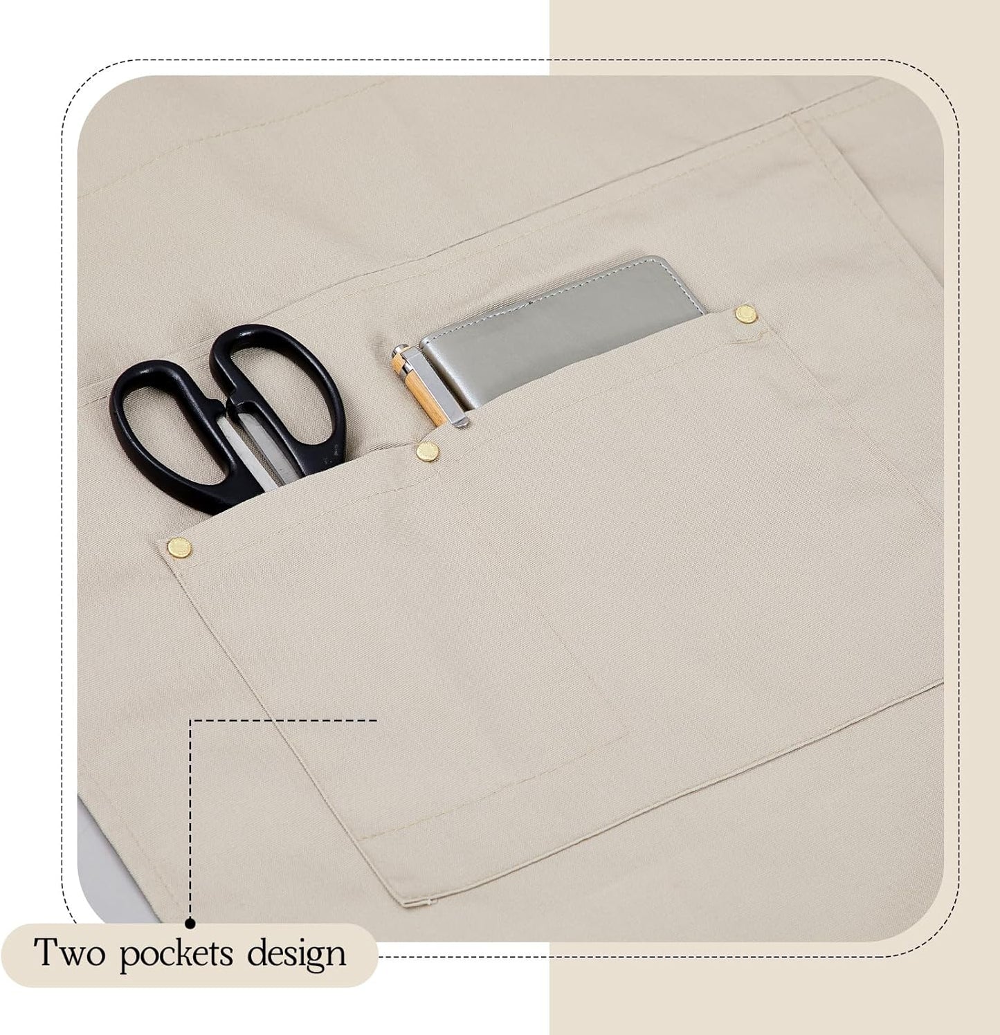 Crossback Pottery Apron Split Leg with Large Pocket Canvas Apron with Adjustable Strap for Art Garden Nail Tech Hairstylist