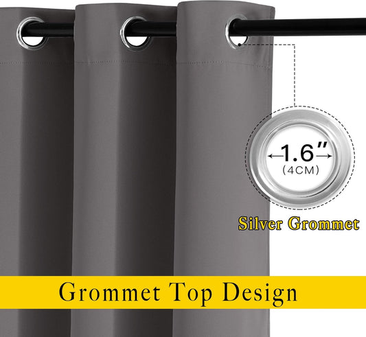 NICETOWN Gray Blackout Curtains for Bedroom 84 inches Long - Thermal Drapes Grommet Room Darkening Light Blocking Curtains Window Treatments for Living Room (2 Panels, W52 x L84, Grey)