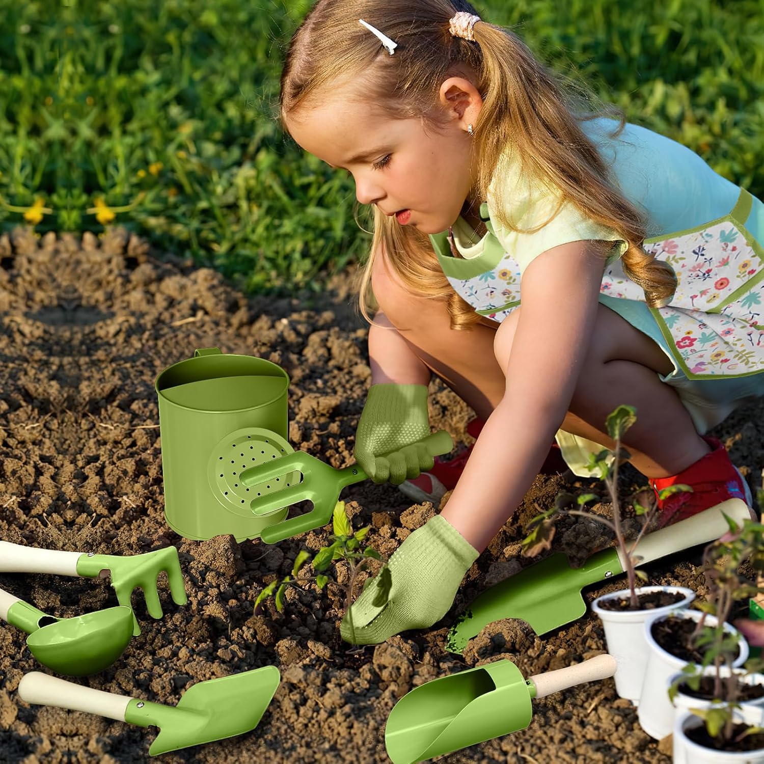 Kids Gardening Set 14Pcs Gardening Tools for Kids with Tote Bag,Wateri