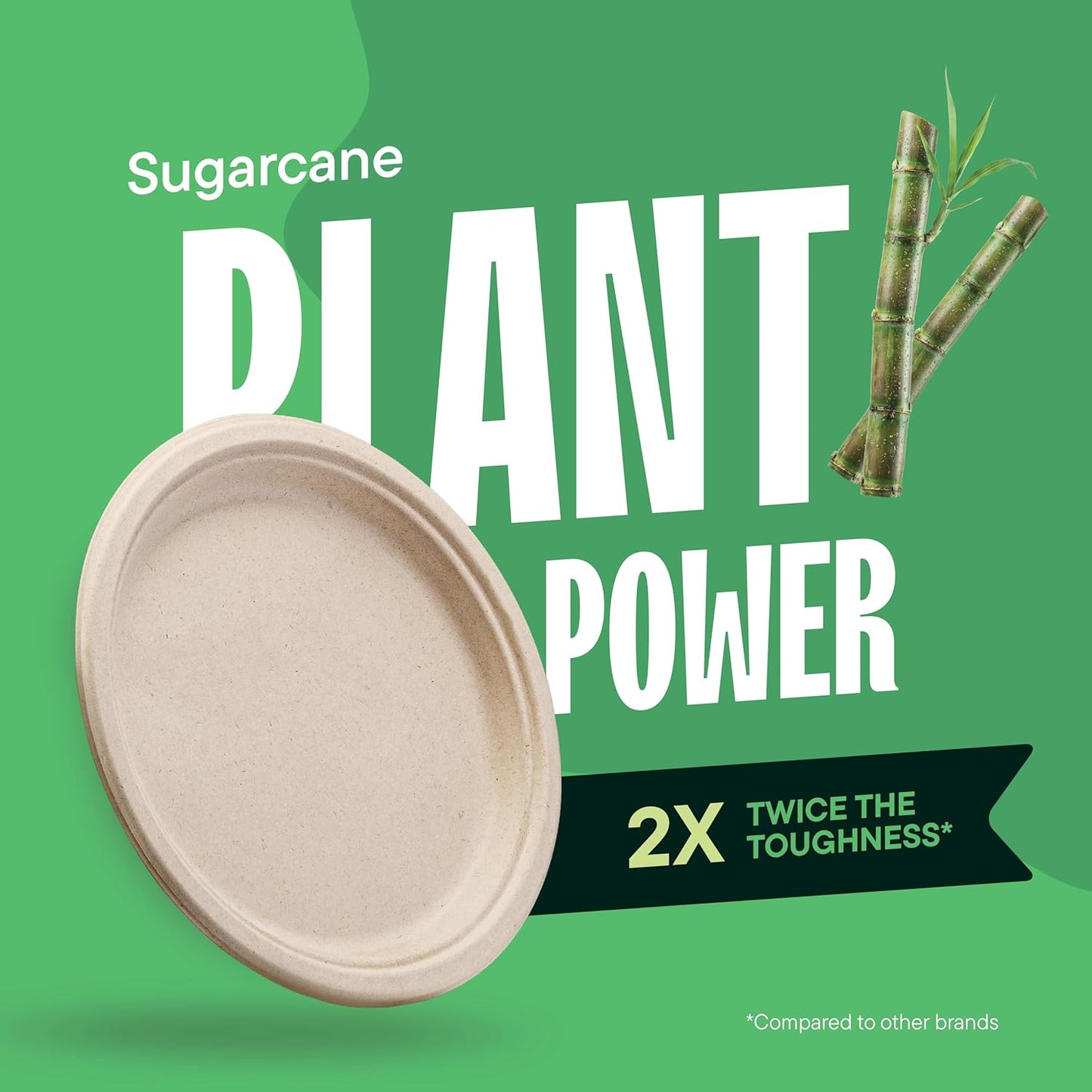 Paper Plates, 100% Compostable Heavy Duty Disposable 10 Inch Plate - [
