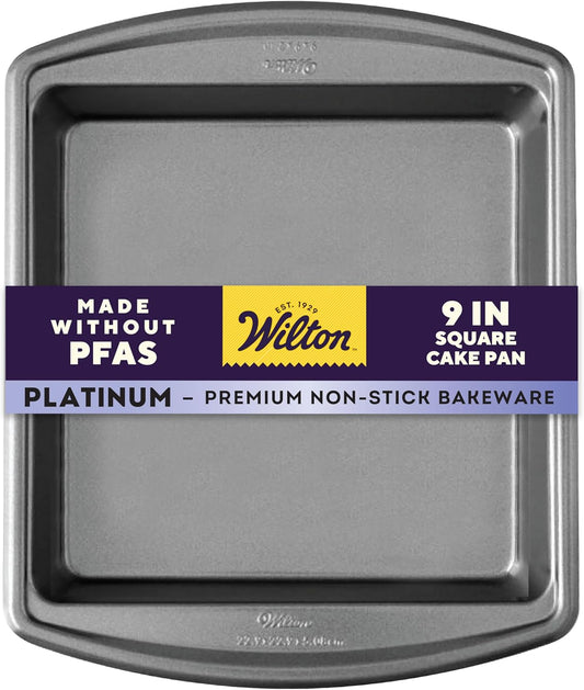 Wilton Platinum Non-Stick 9 x 9 Inch Square Brownie Cake Pan, Cold-Rol