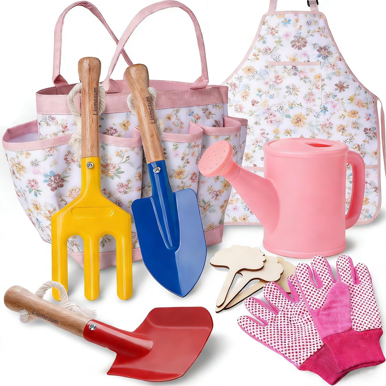 Kids Gardening Tools Set Toddler Gardening Kit with Apron & Tote Bag, 