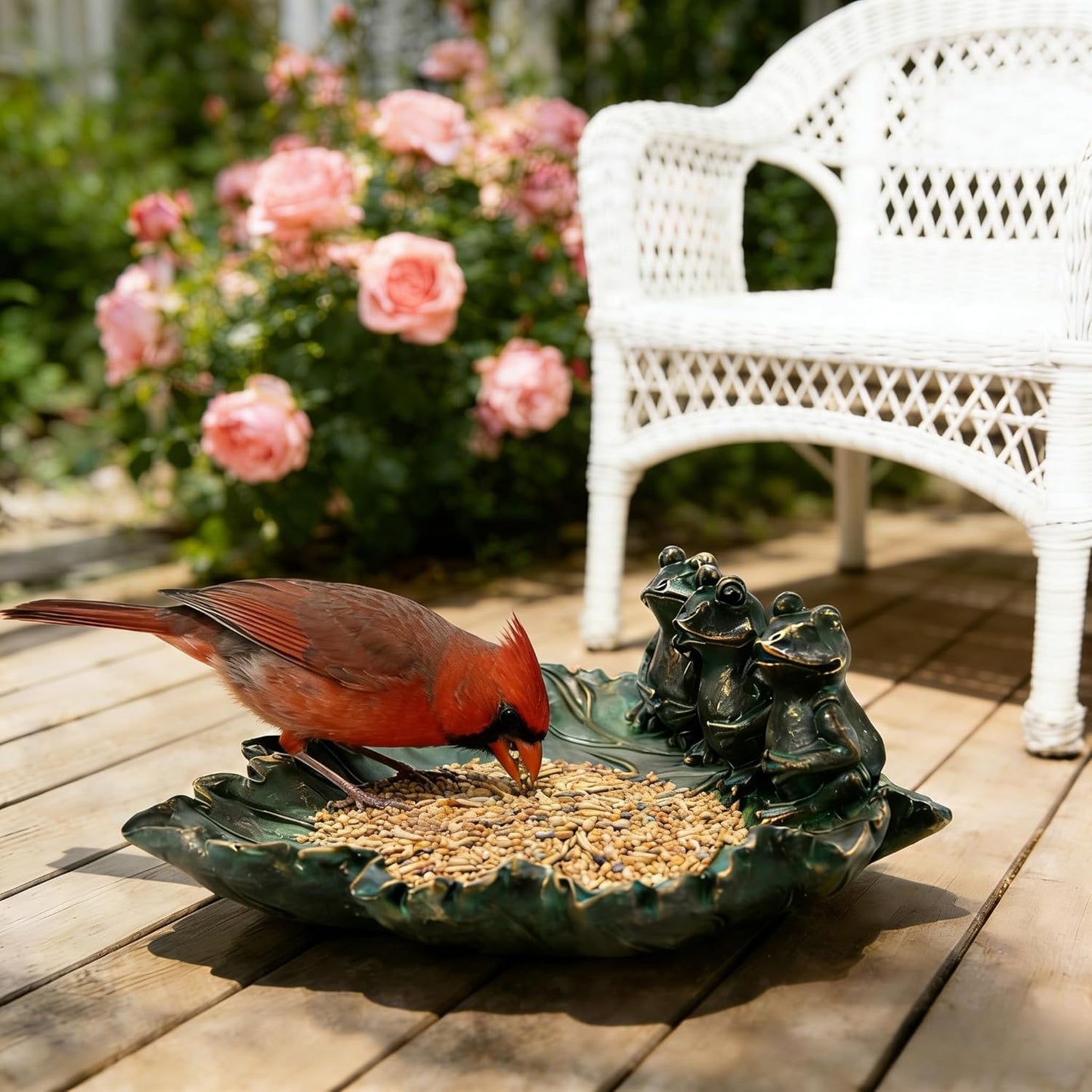Bronze Leaf Bird Bath with Frog Figurines Resin Birdbath Bowl Small Water Dish Birdfeeder Tray Bird Water Feeder for Lovers Gardeners Yard Decorations Outdoor Garden Decor Patio