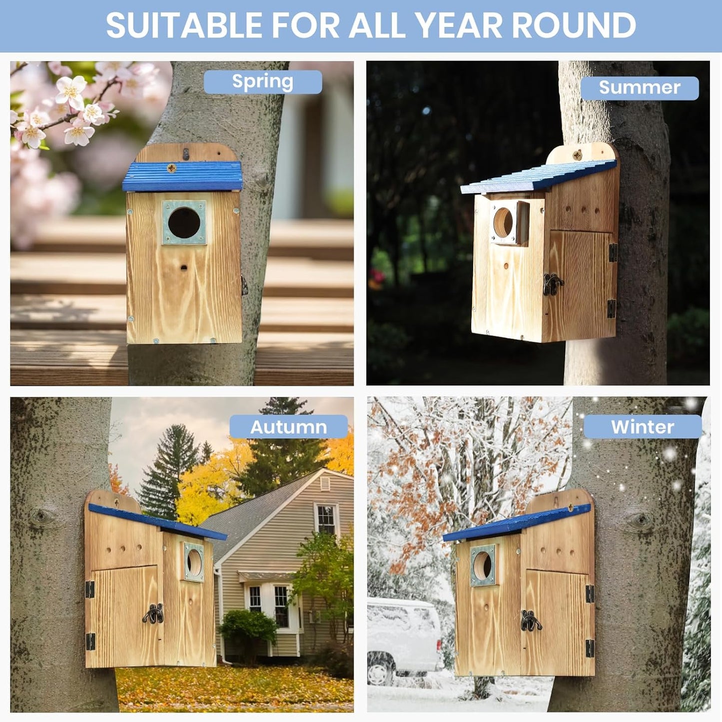 Blue Bird Houses for Outside with Gift Box - Durable Birdhouses for Ou
