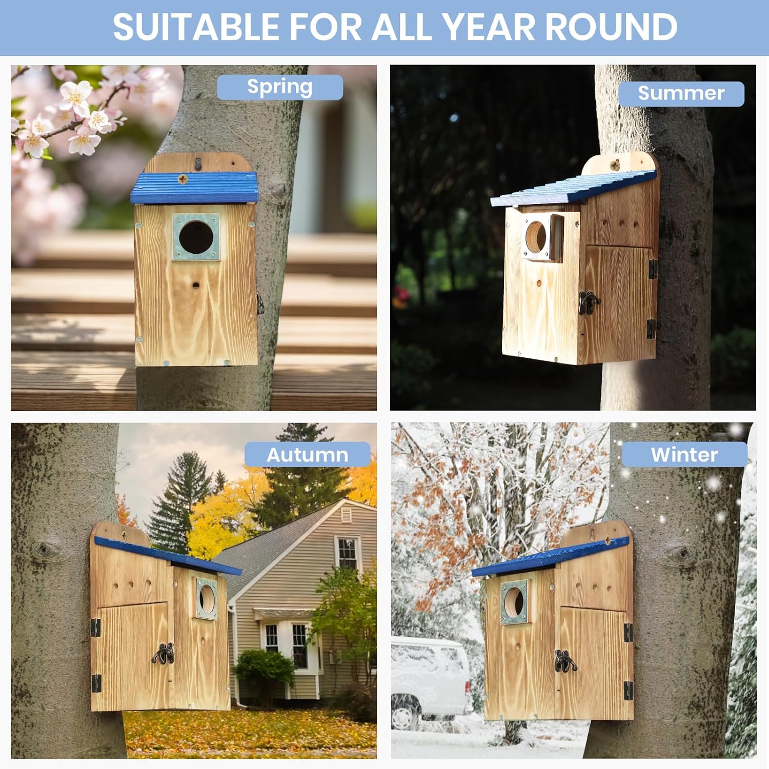 Blue Bird Houses for Outside with Gift Box - Durable Birdhouses for Ou